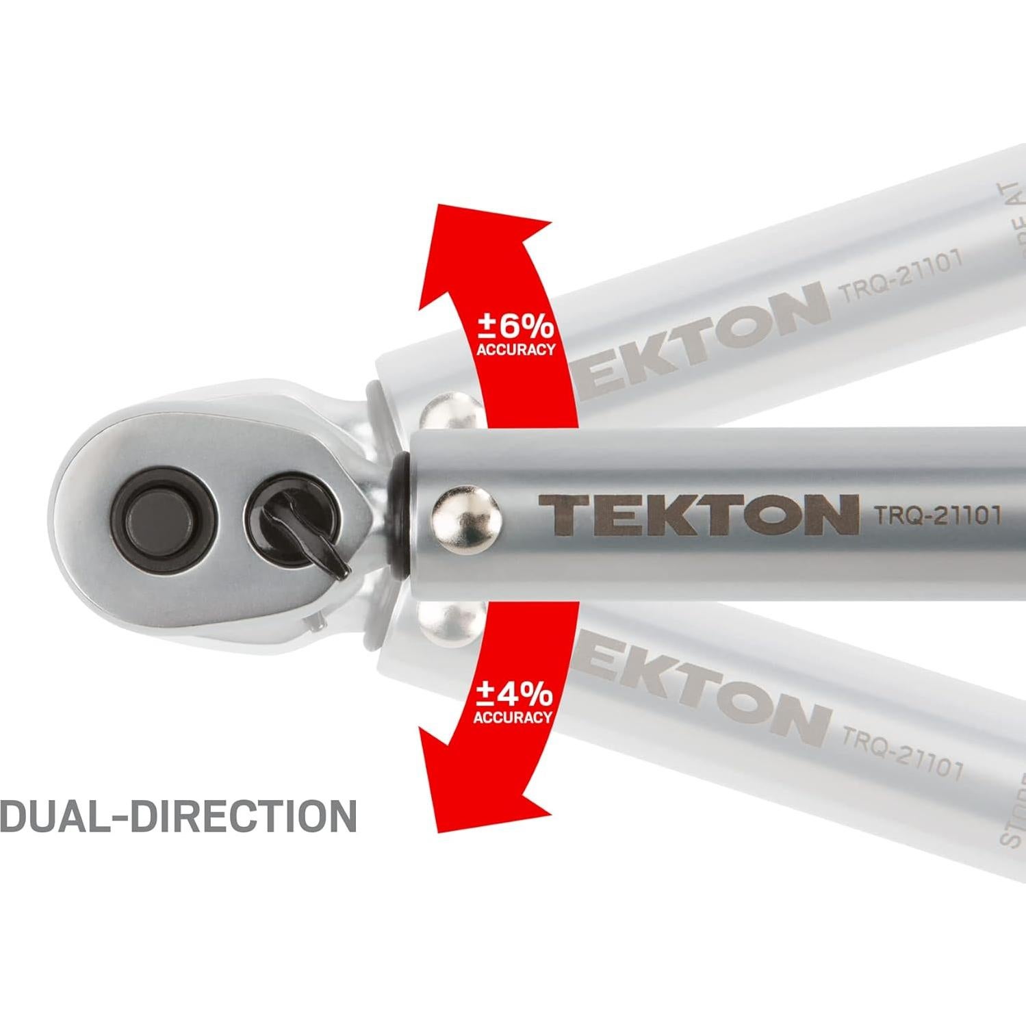 Llave de Torque de Click TEKTON 1/4" Doble Dirección 10-150 in-lb