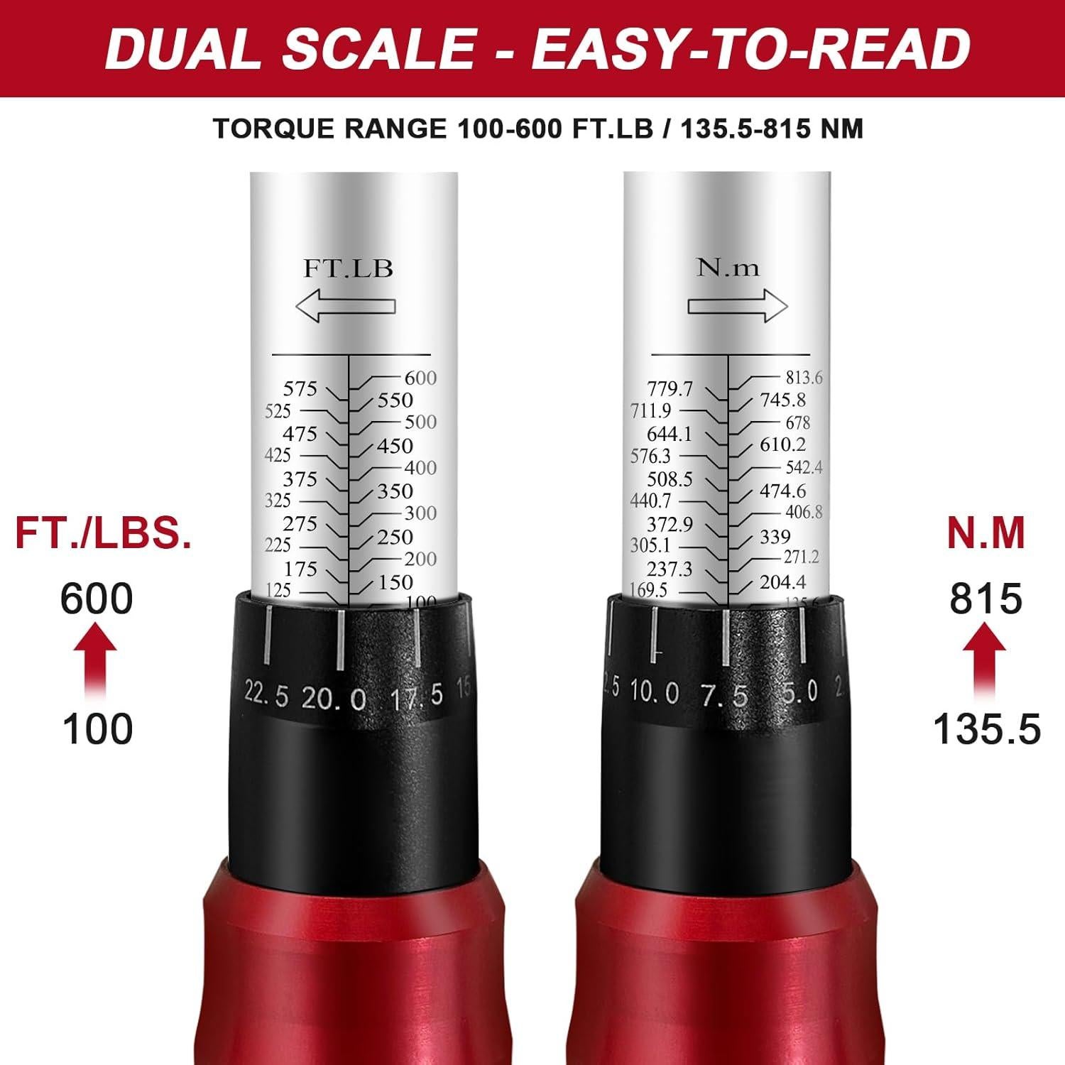 Llave de Torque 3/4 Roartisa 135-815Nm Ajustable Doble Dirección
