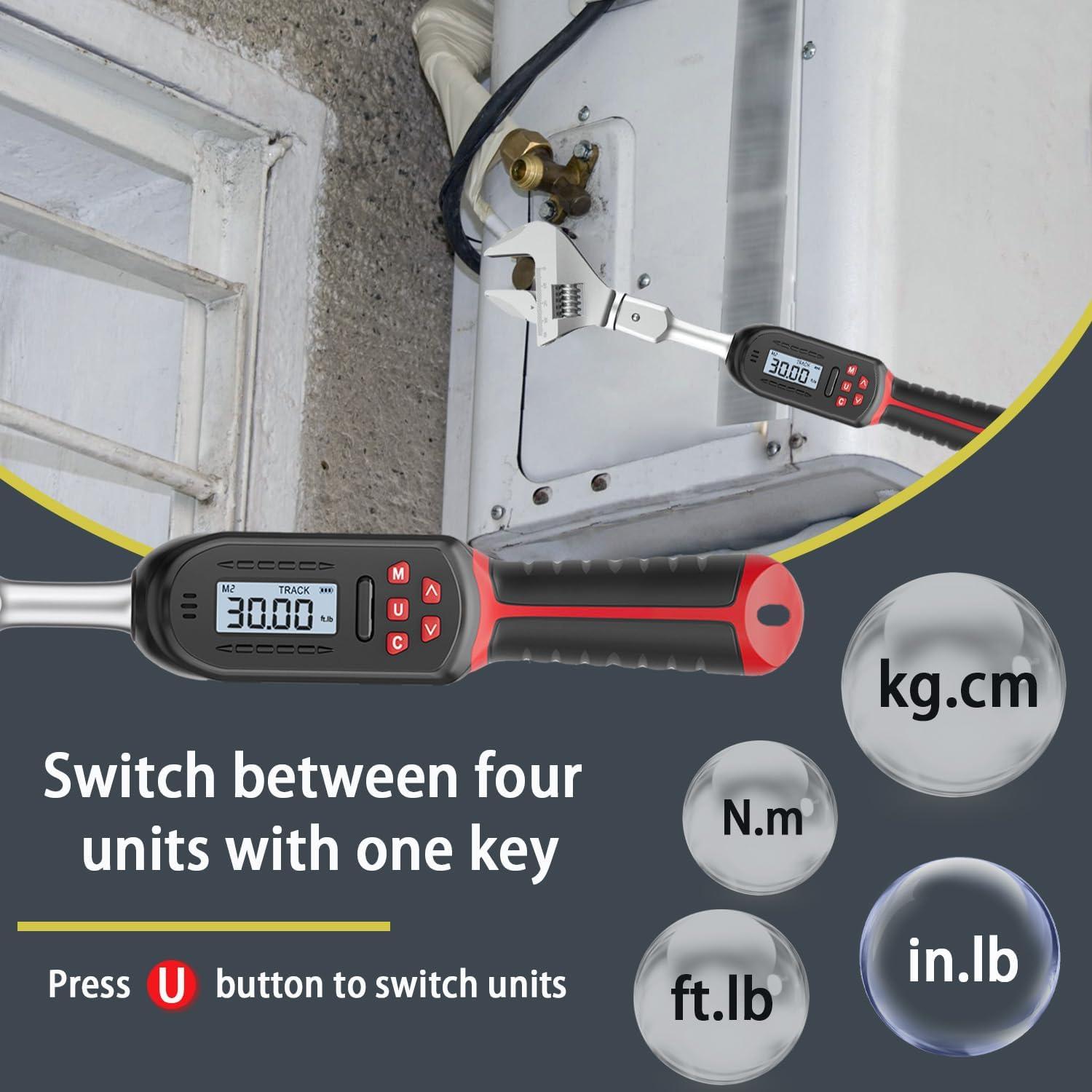 Llave de Torque Ajustable VANPO 0.3-60 N.m 9x12 mm LED Buzzer
