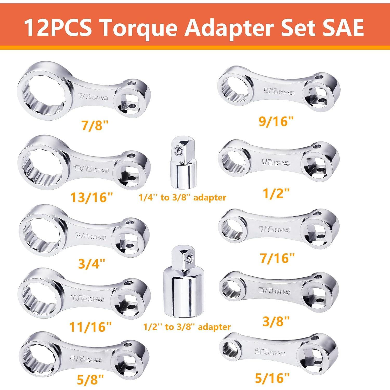 Juego de Adaptadores de Par SAE WINTOWIN 12 Piezas 3/8"