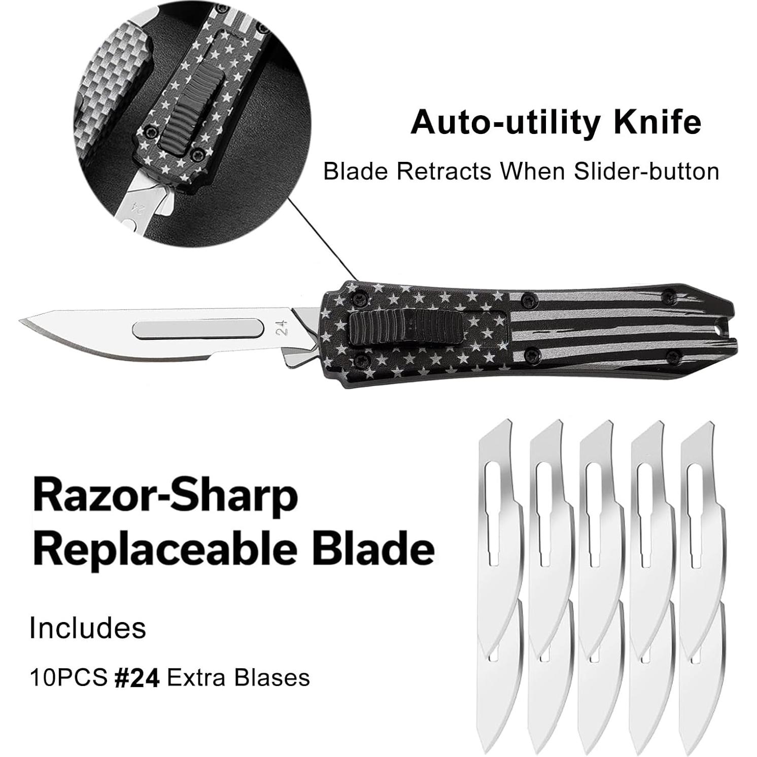 Cuchillo Utilitario Retráctil Caressolove CH2504-3 con 10 Cuchillas