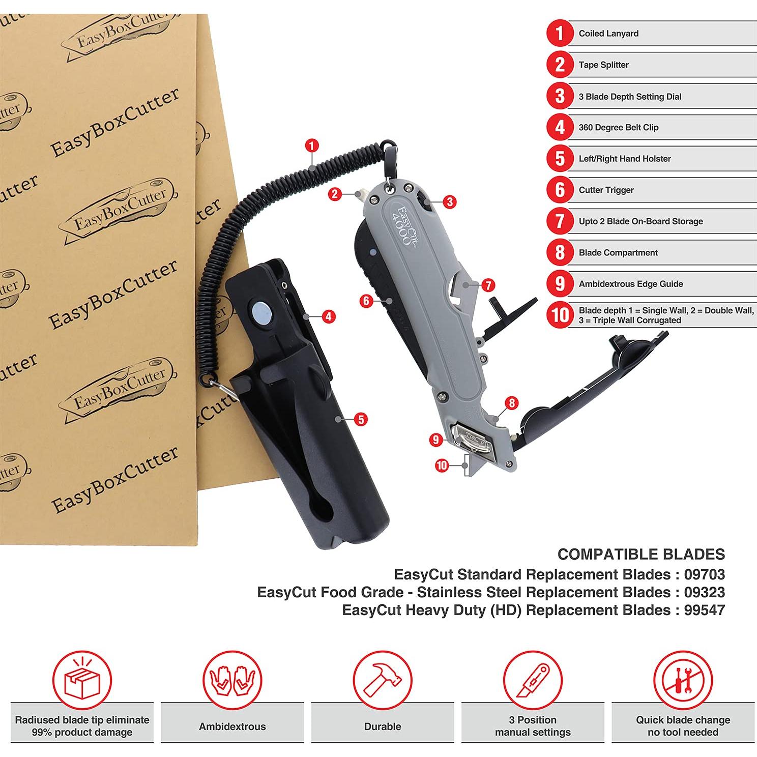 Cortador de Cajas Easy Cut 4000, Auto Retráctil, 3 Profundidades