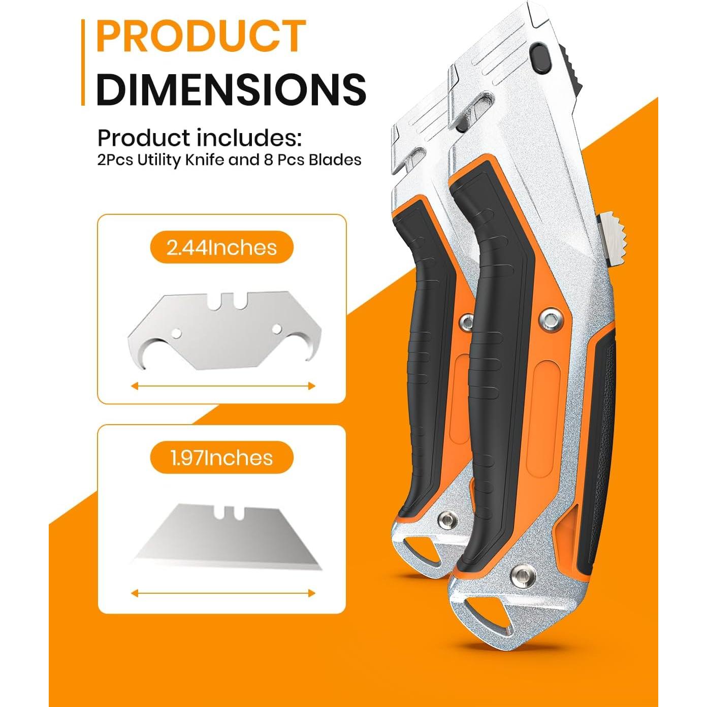 Cuchillo Utilitario Retráctil Bilivein - Paquete de 2 - Aluminio