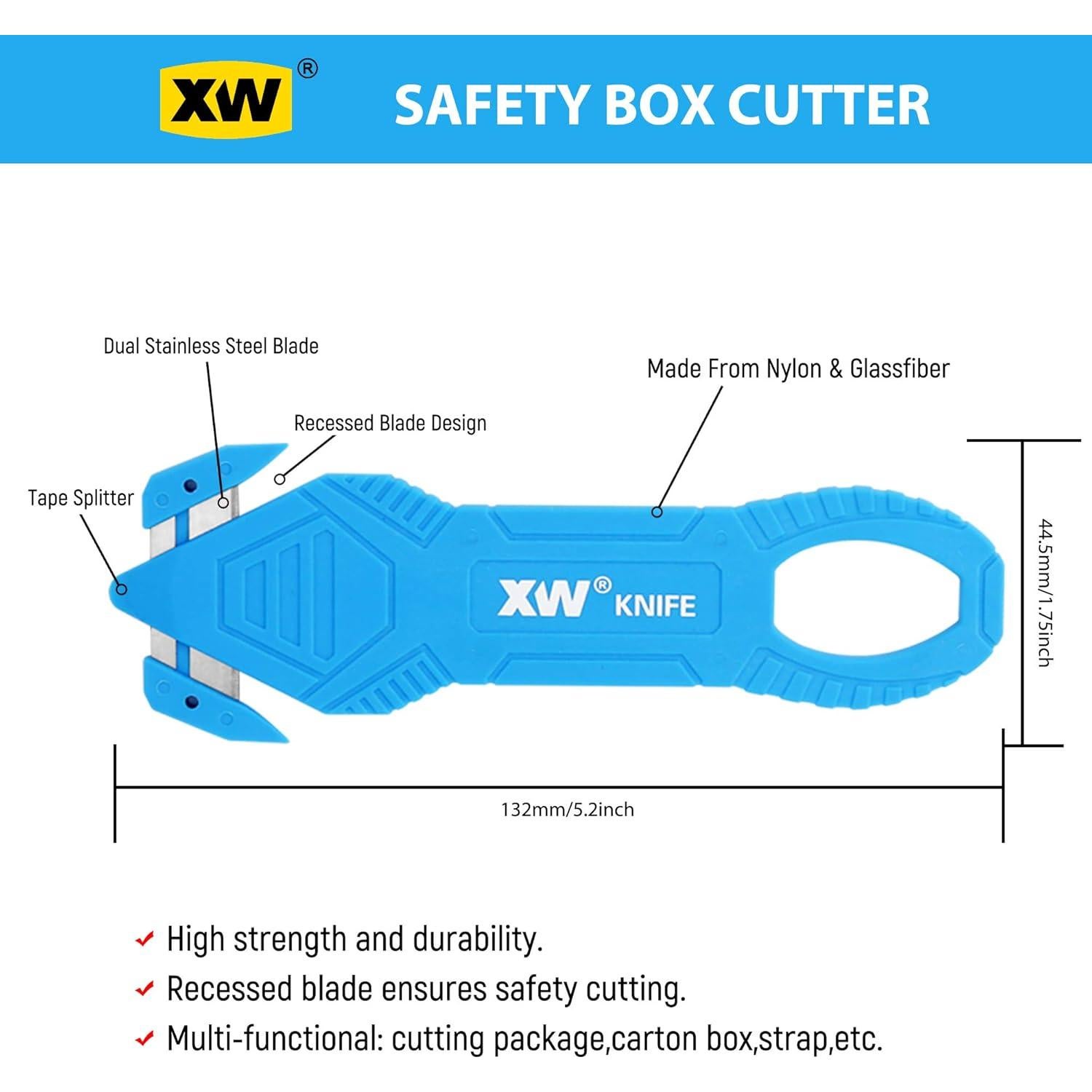 Cortador de Seguridad XW con Cuchilla de Acero Inoxidable - Paquete de 12