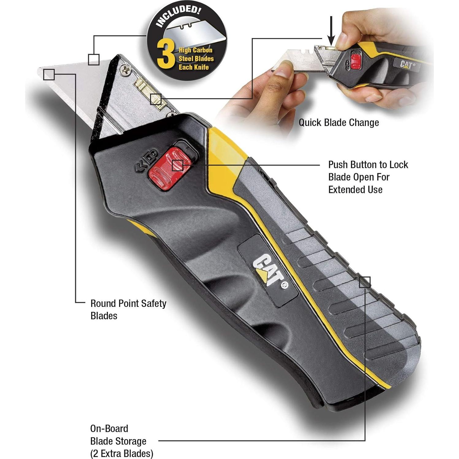 Cuchillo Utilitario de Seguridad Cat Squeeze - Hoja Retráctil