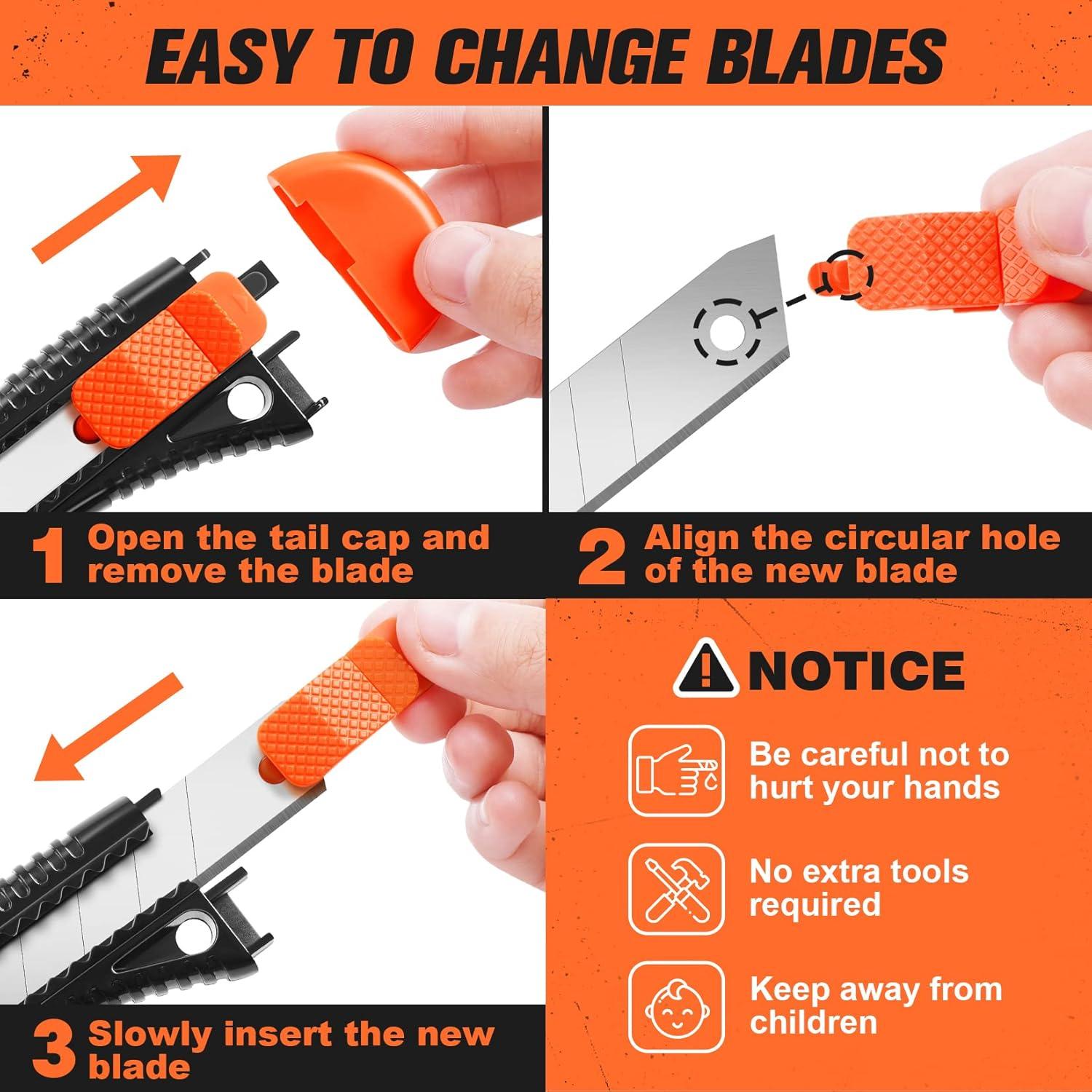 Cortador de Cajas Retráctil JOYUMY 3 Piezas con 10 Cuchillas