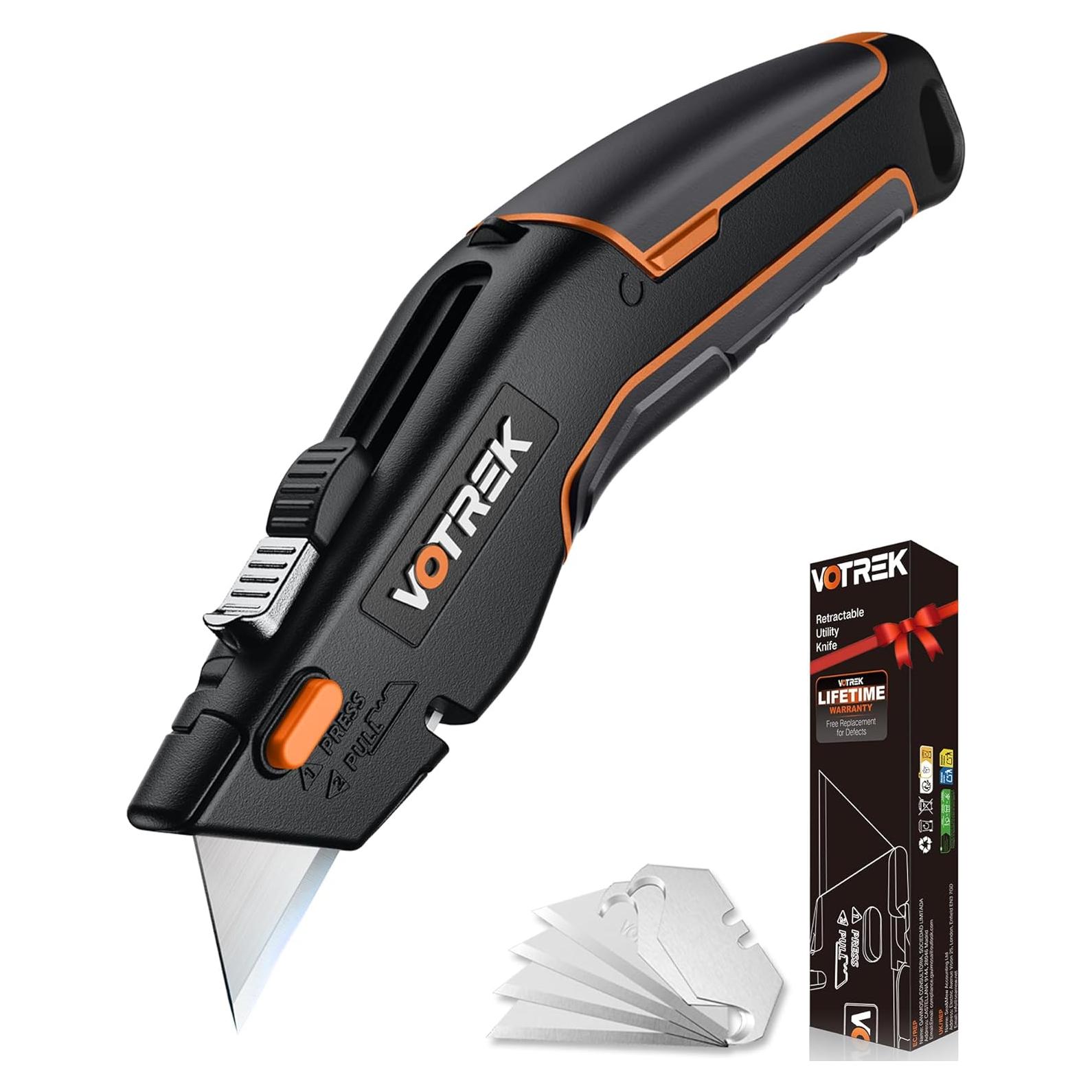 Cuchillo Utilitario VOTREK 2-en-1 Retráctil con Cuchillas