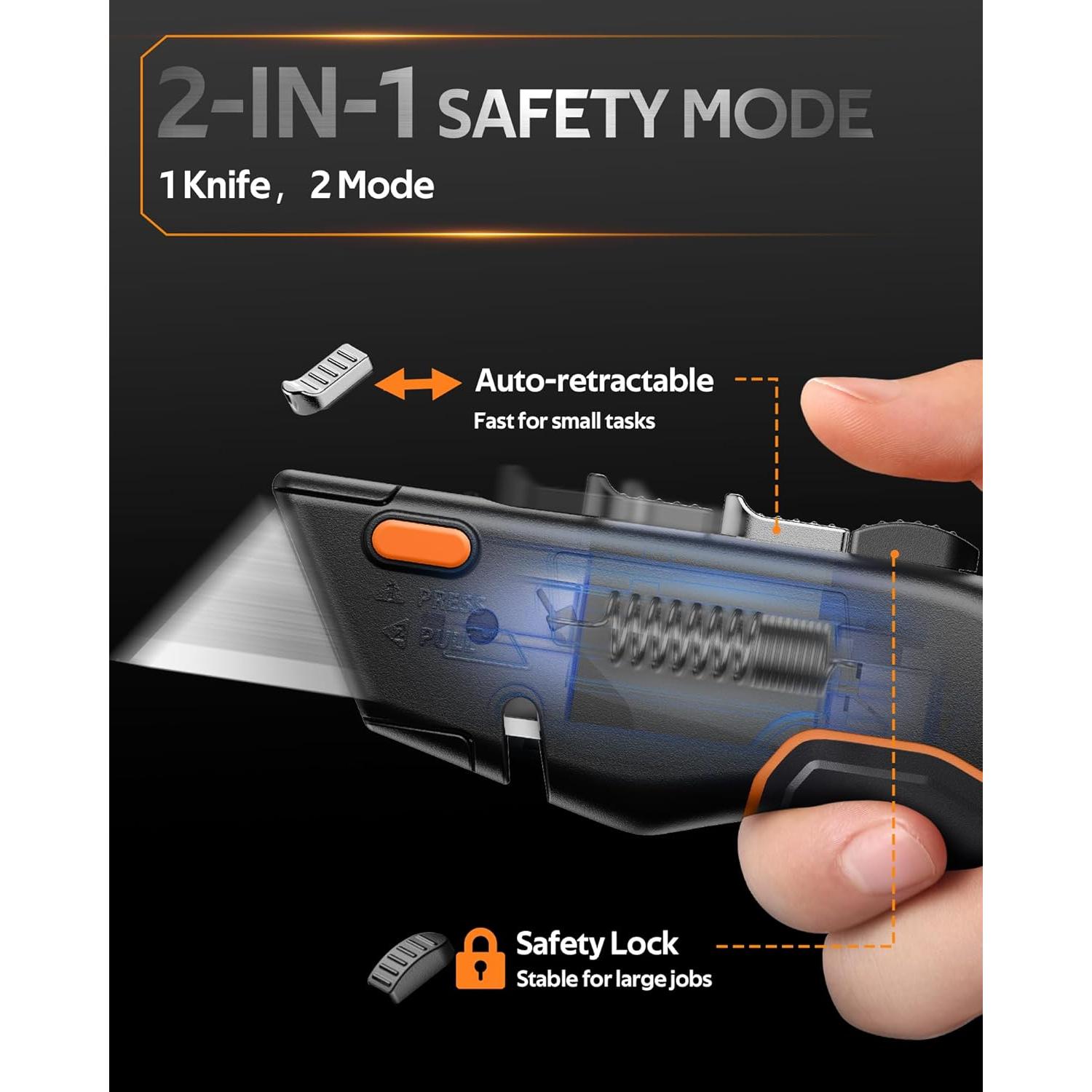 Cuchillo Utilitario VOTREK 2-en-1 Retráctil con Cuchillas