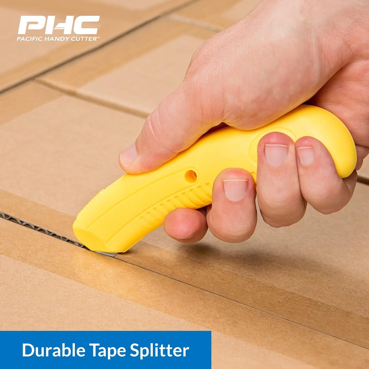 Pacific Handy Cutter T1 Bladeless Tape Splitter, Safe Packing Tape Cutter for Opening Boxes, Stainless Steel