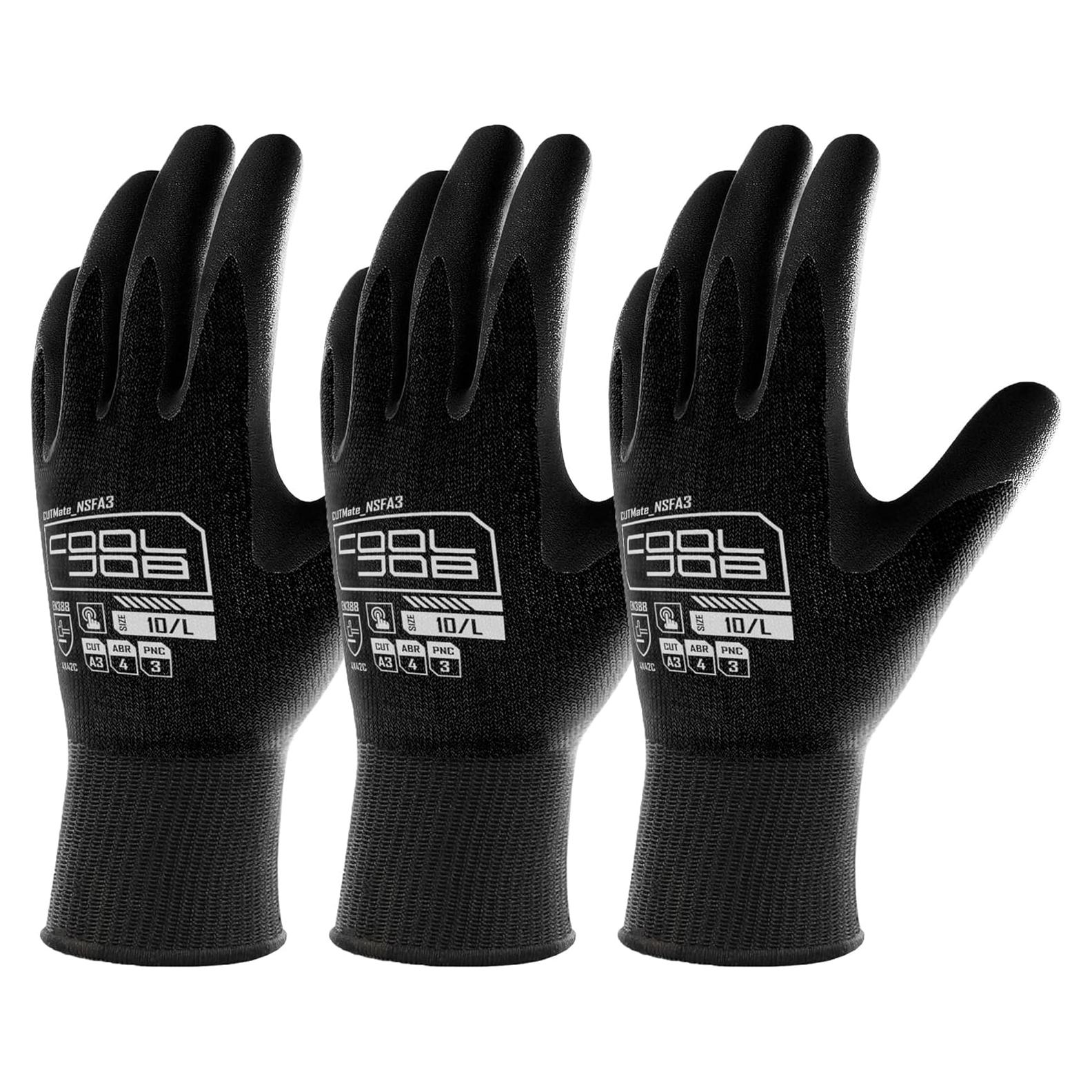 Guantes de Trabajo Cooljob A3 Resistentes a Cortes - 3 Pares