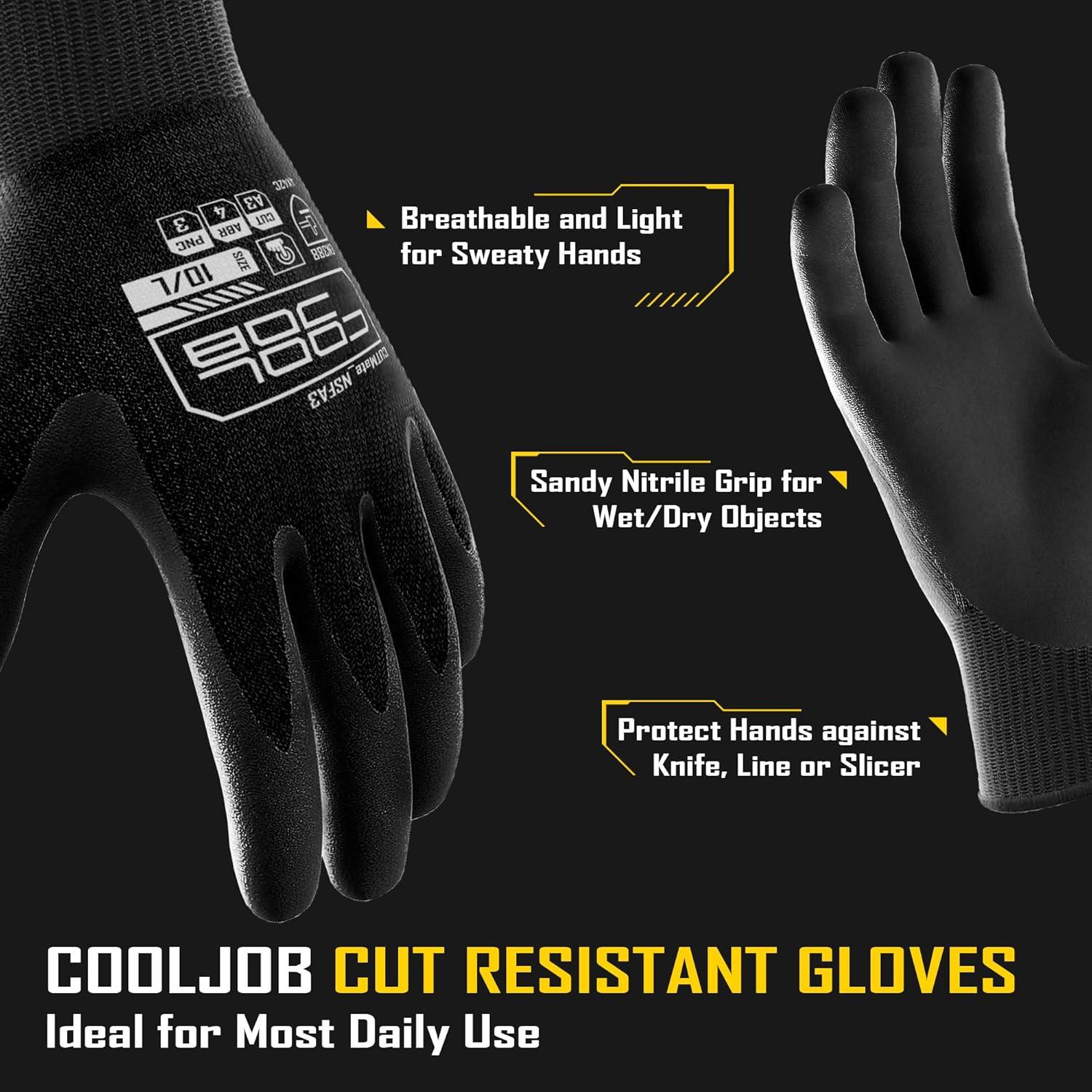 Guantes de Trabajo Cooljob A3 Resistentes a Cortes - 3 Pares