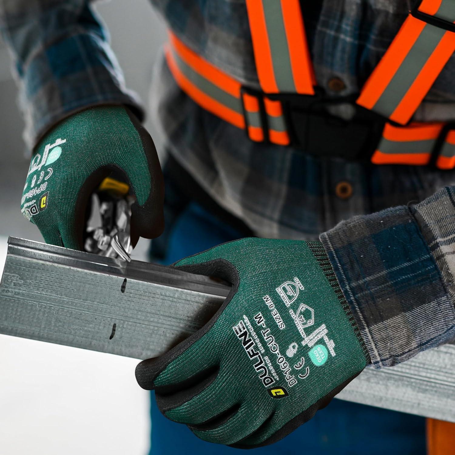 Guantes de Trabajo DULFINE Resistentes a Cortes ANSI A4 - 6 Pares