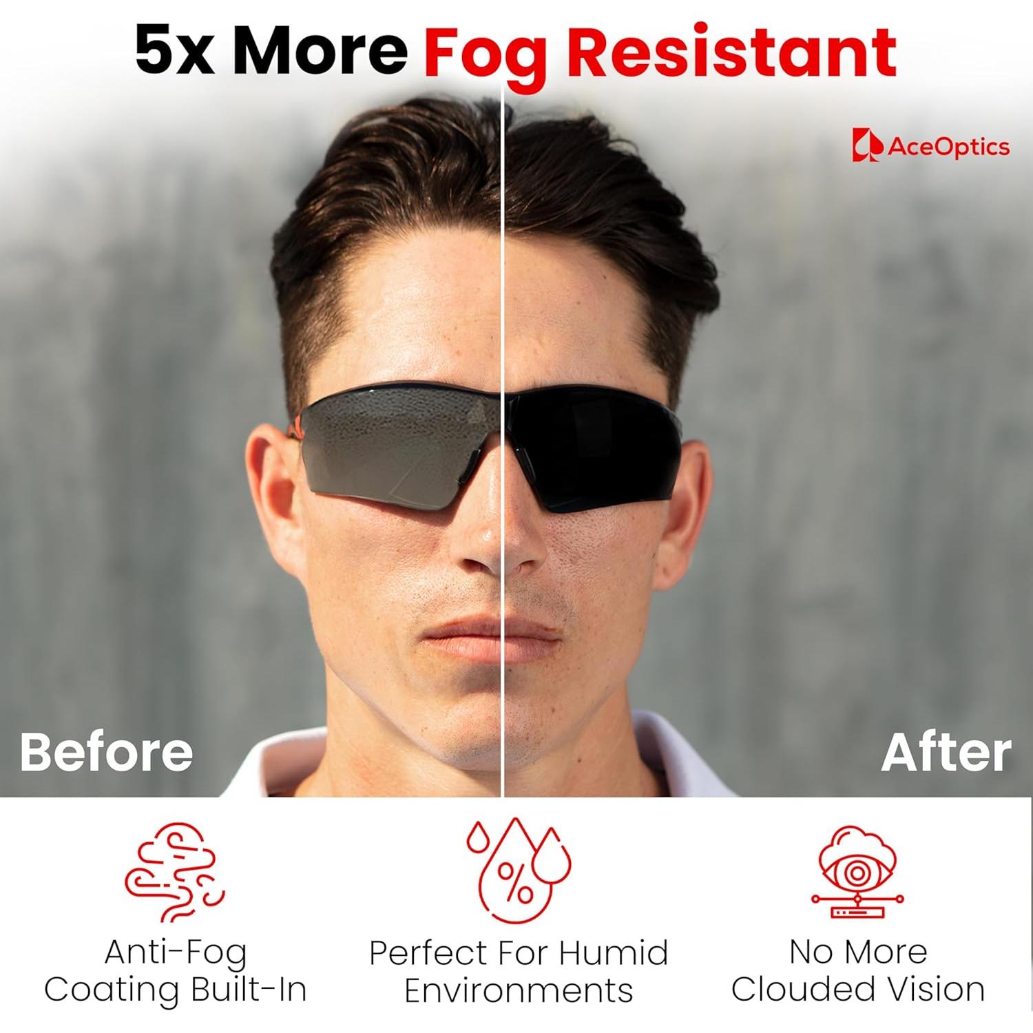 Gafas de Seguridad AceOptics Z87.1 Anti-Niebla UV Lentes Tintados