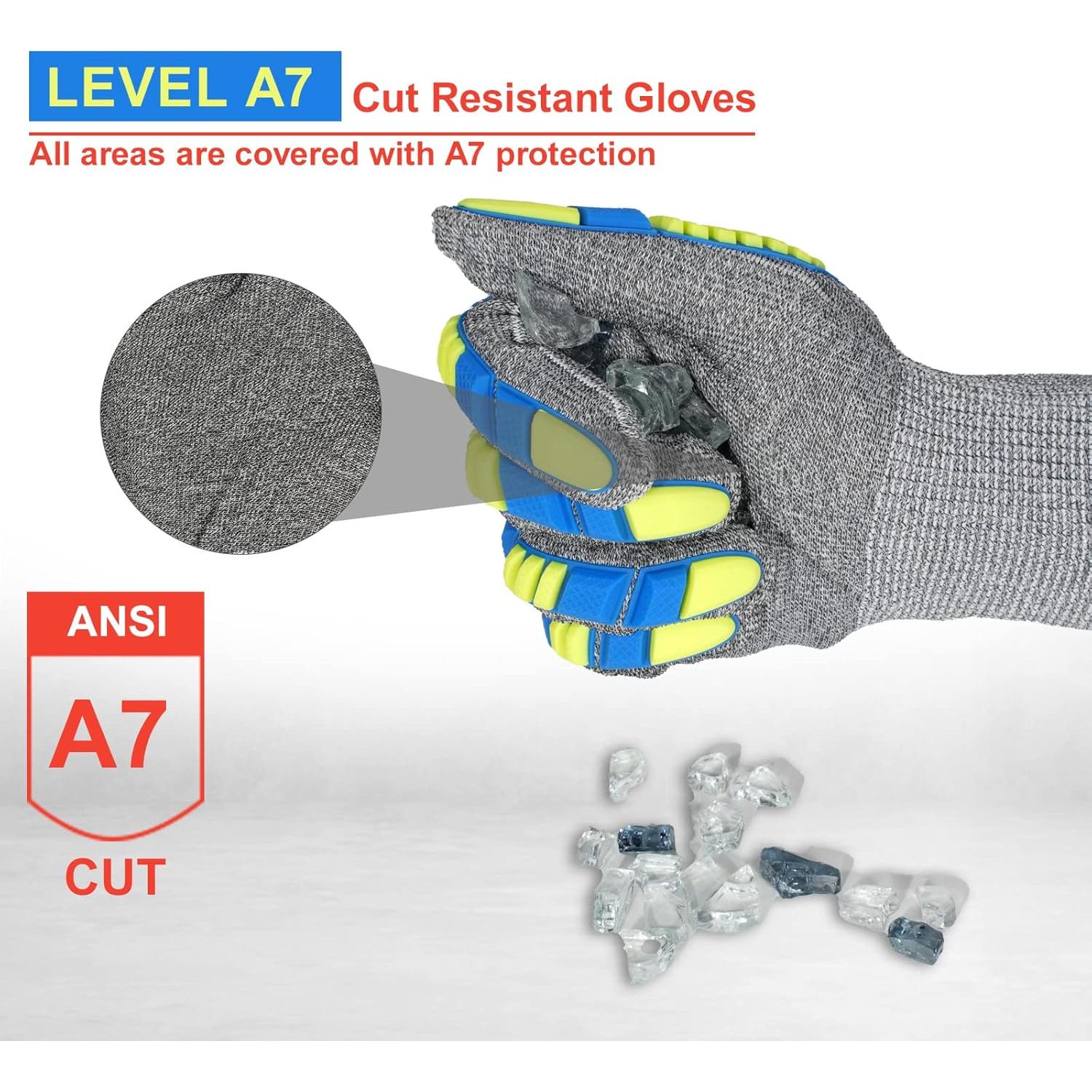 Guantes de Trabajo Cortantes GRALOKY A7 TPR Unisex Mediano