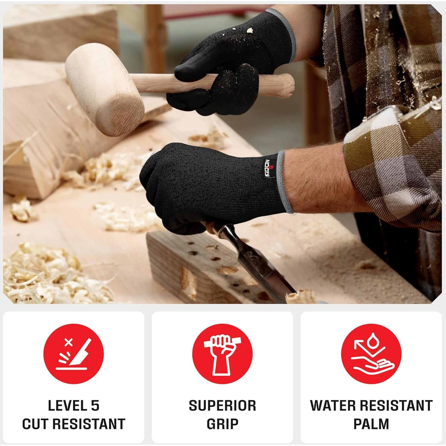 Guantes de trabajo NoCry resistentes a cortes nivel 5 - Mediano