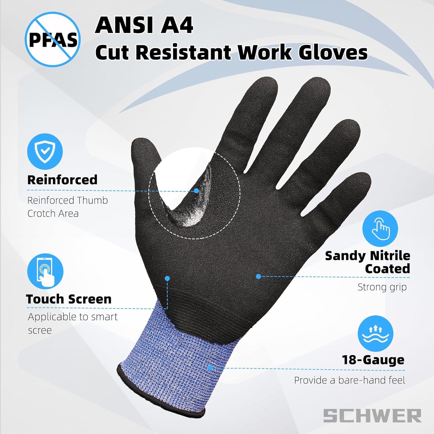 Guantes de Trabajo Schwer AR3900 A4 Anti Corte Azul S