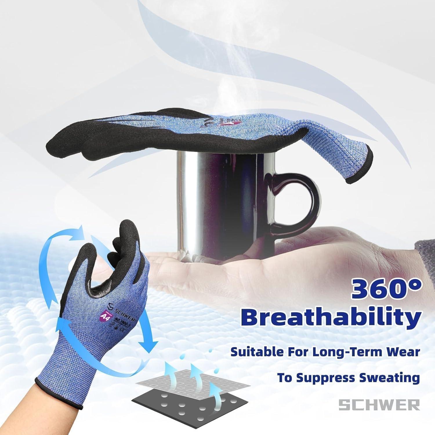 Guantes de Trabajo Schwer AR3900 A4 Anti Corte Azul S