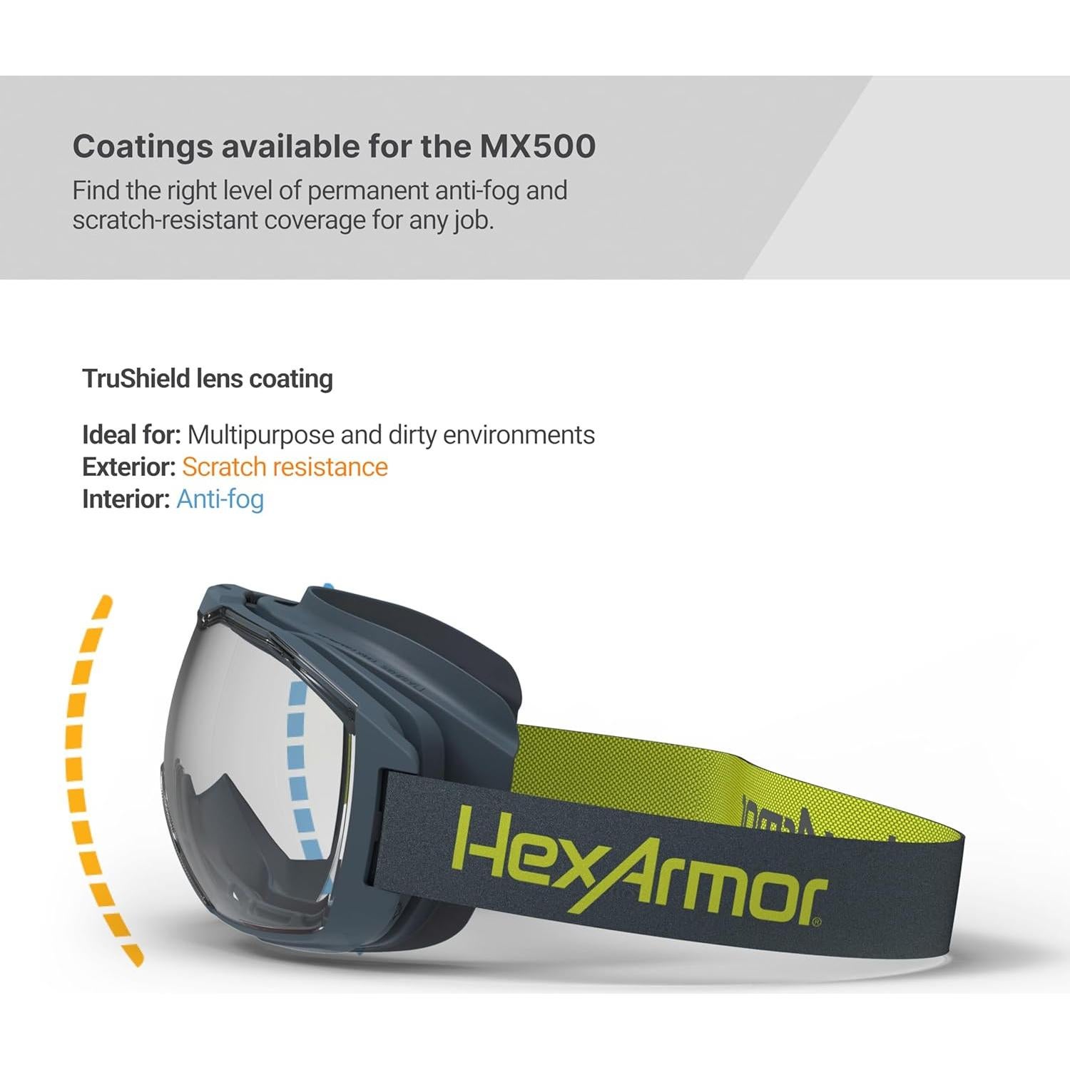 Gafas de Seguridad HexArmor MX500 Antifog UV 100% Amplia Vista