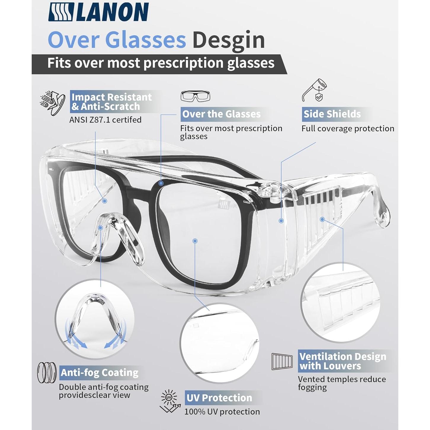 Gafas de Seguridad LANON Antivaho y UV, Estándar ANSI Z87.1