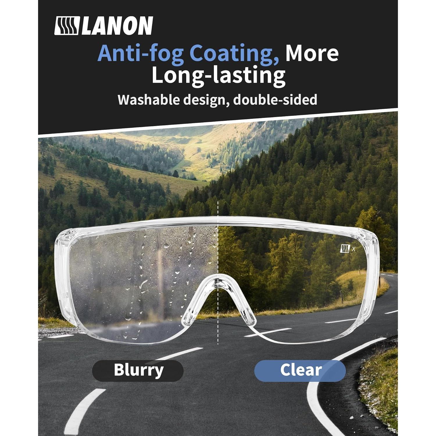 Gafas de Seguridad LANON Antivaho y UV, Estándar ANSI Z87.1