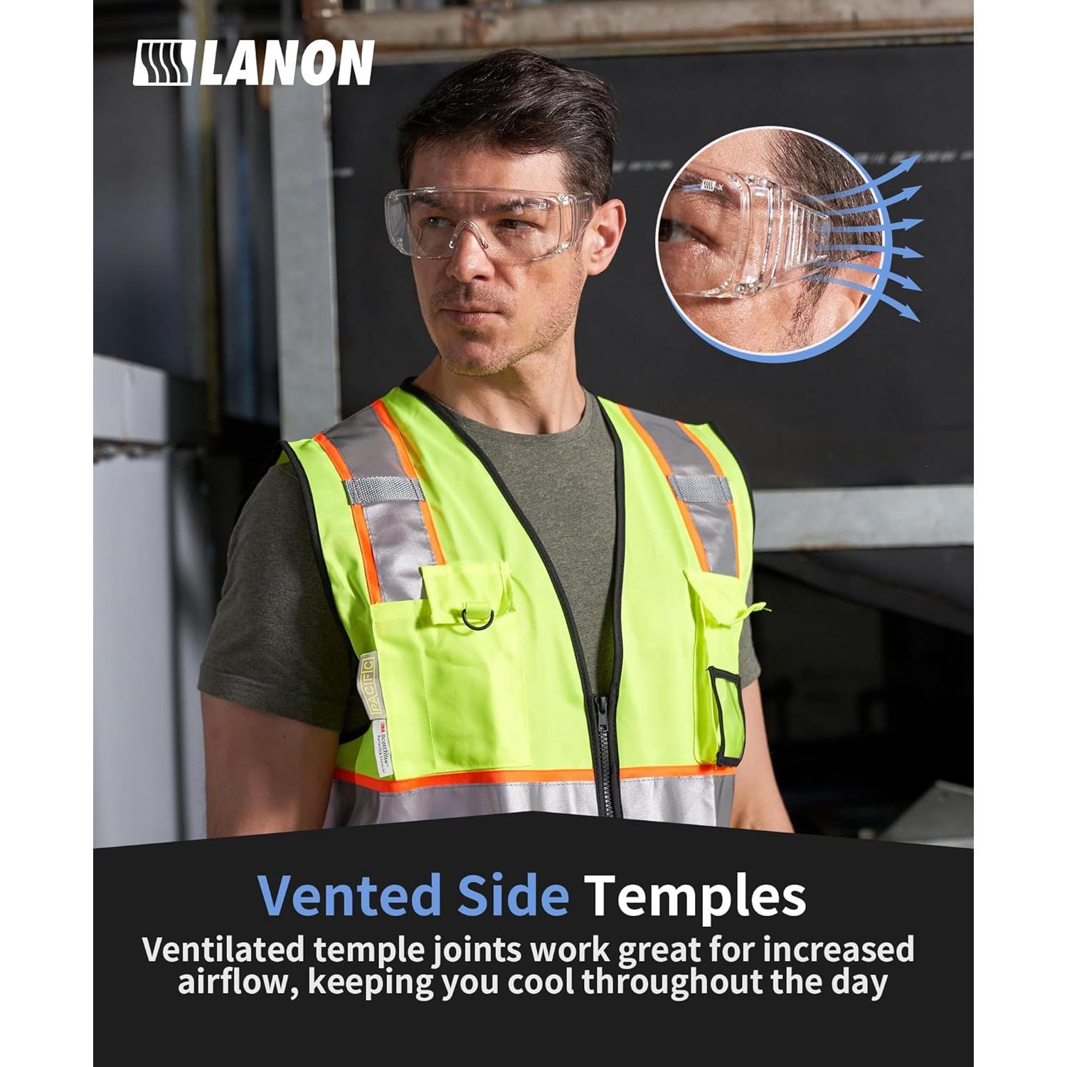 Gafas de Seguridad LANON Antivaho y UV, Estándar ANSI Z87.1