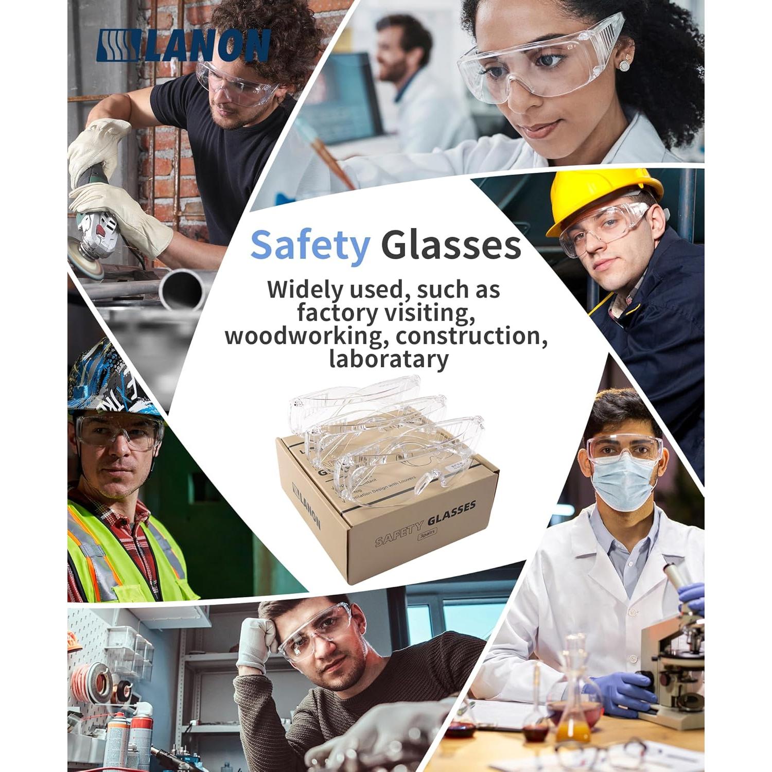 Gafas de Seguridad LANON Antivaho y UV, Estándar ANSI Z87.1