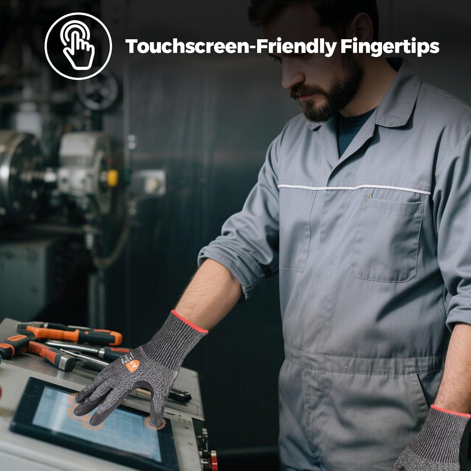 Guantes de trabajo resistentes a cortes Donfri A9 - Unisex, Negro/Rojo