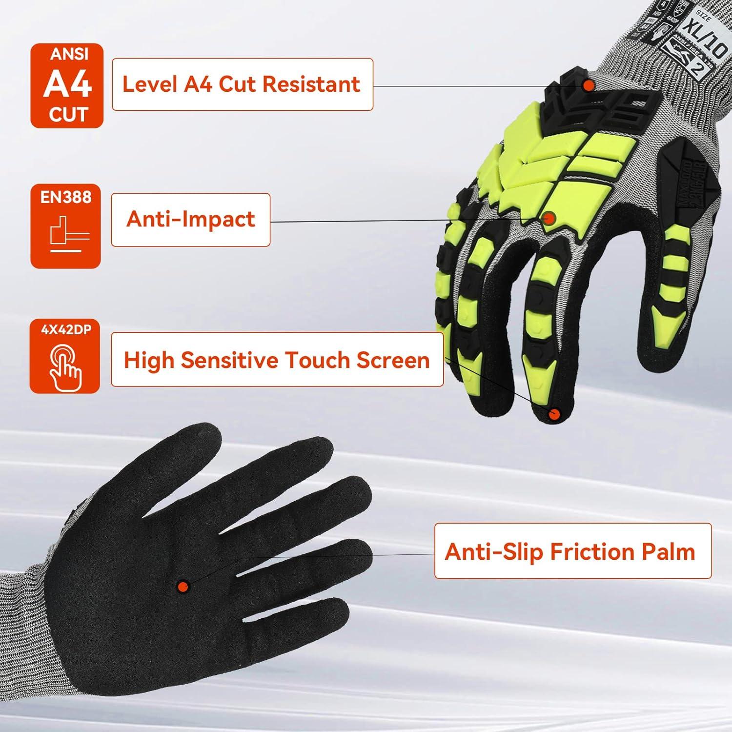 Guantes de Trabajo de Seguridad Graloky Talla Grande 2 Pares