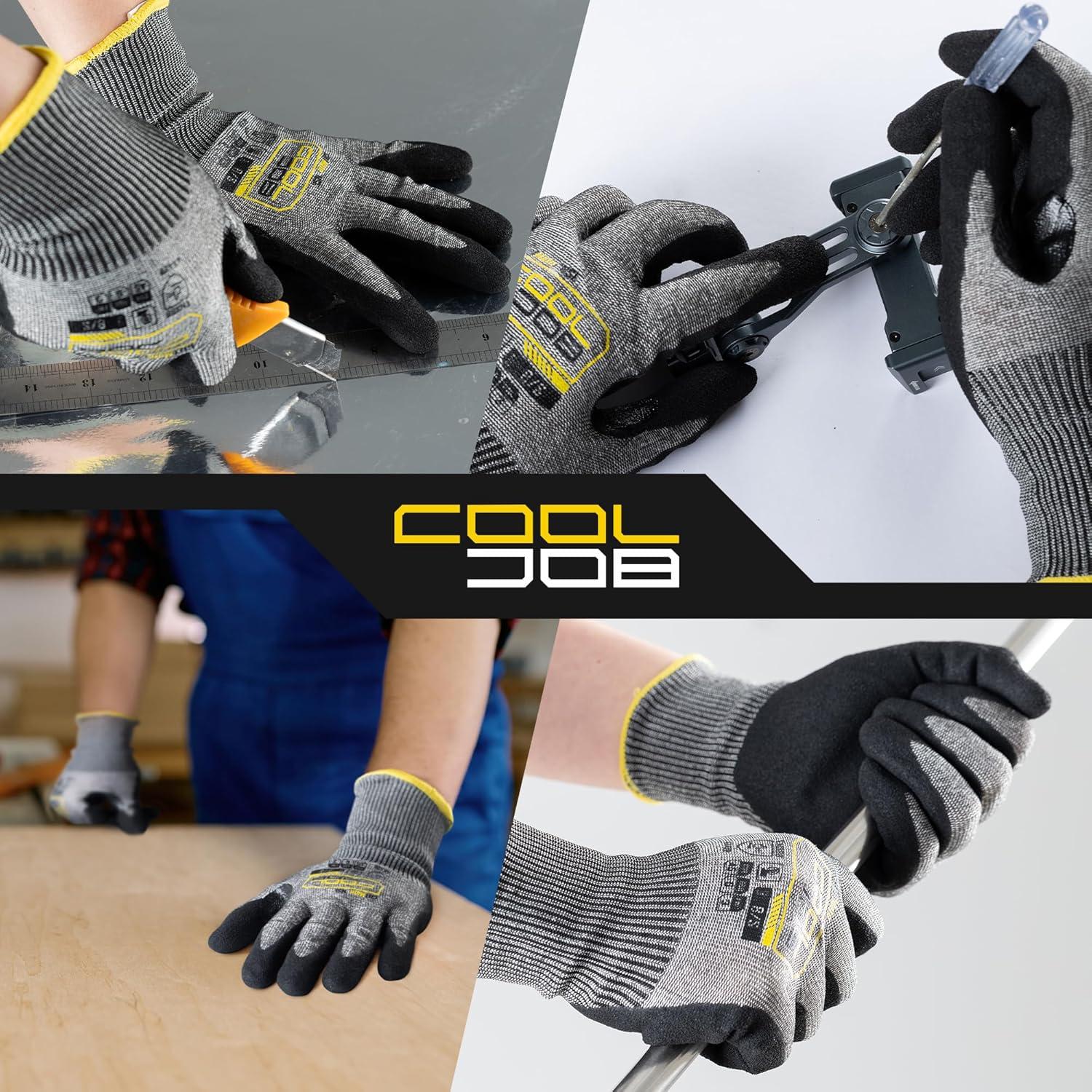 Guantes Resistentes a Cortes A5 COOLJOB - 3 Pares, Antideslizantes
