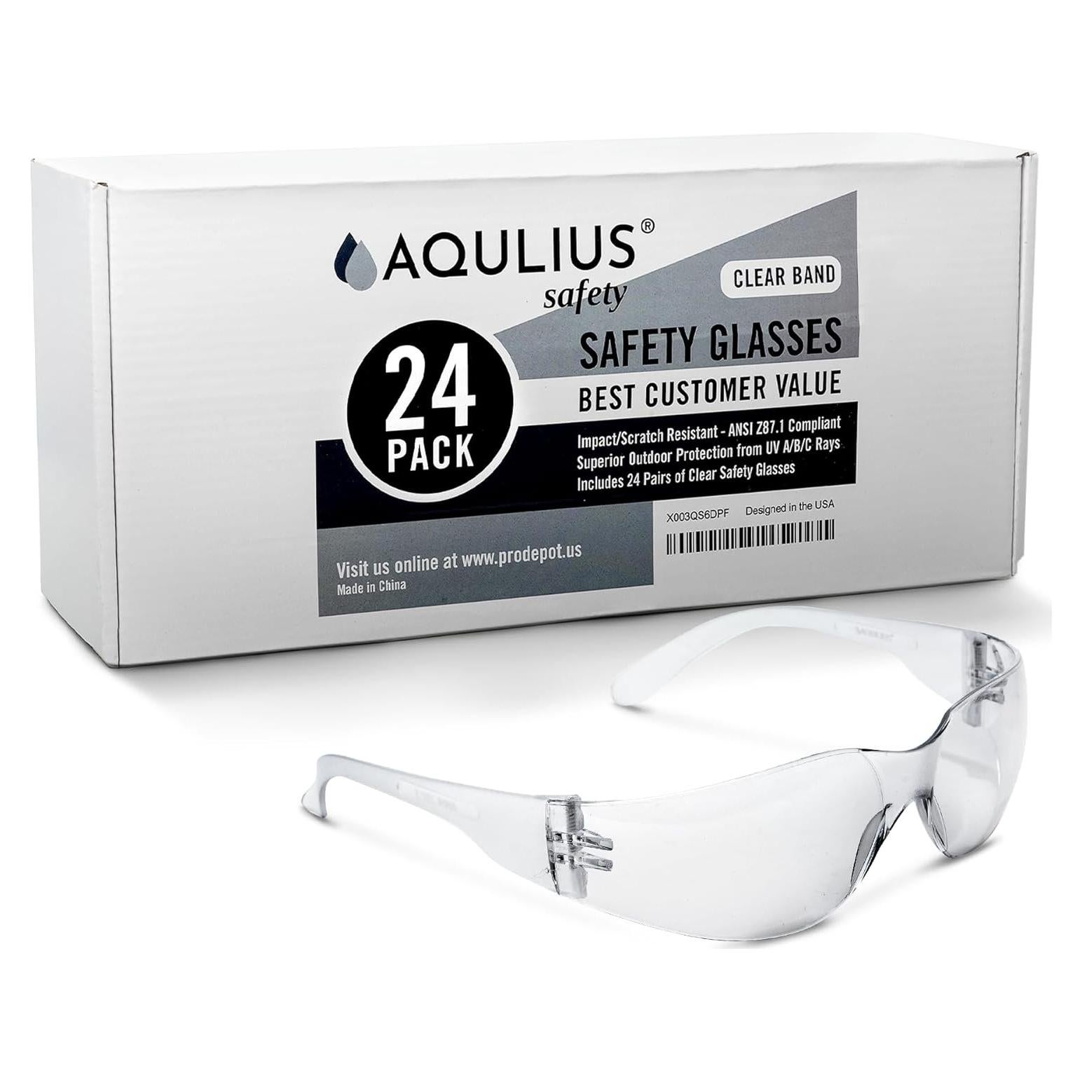 Gafas de Seguridad Aqulius - Paquete de 24 Unidades - Antivaho y Transparentes
