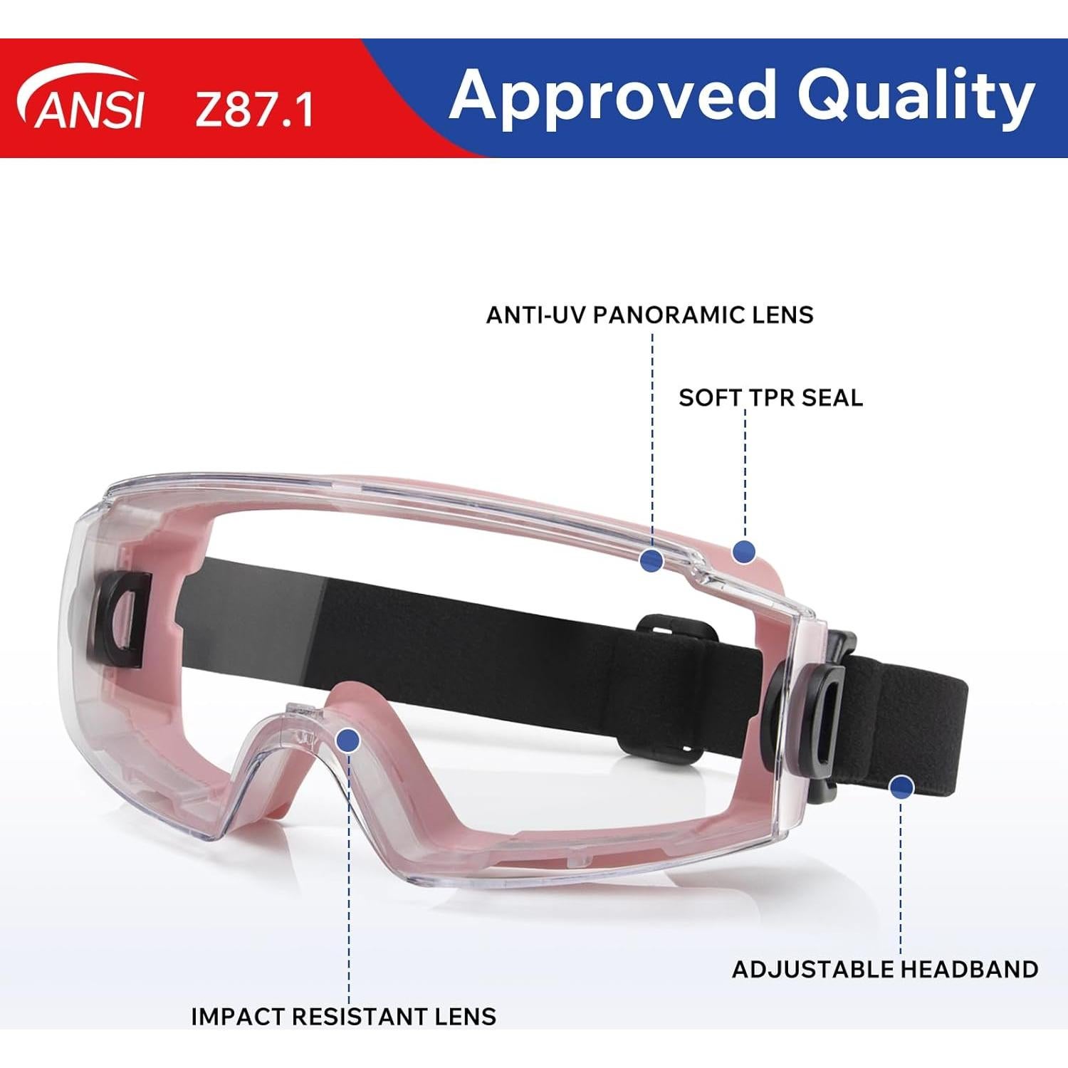 Gafas de Seguridad sobre Gafas 4-FQ Rosa ANSI Z87.1 Antiempañante