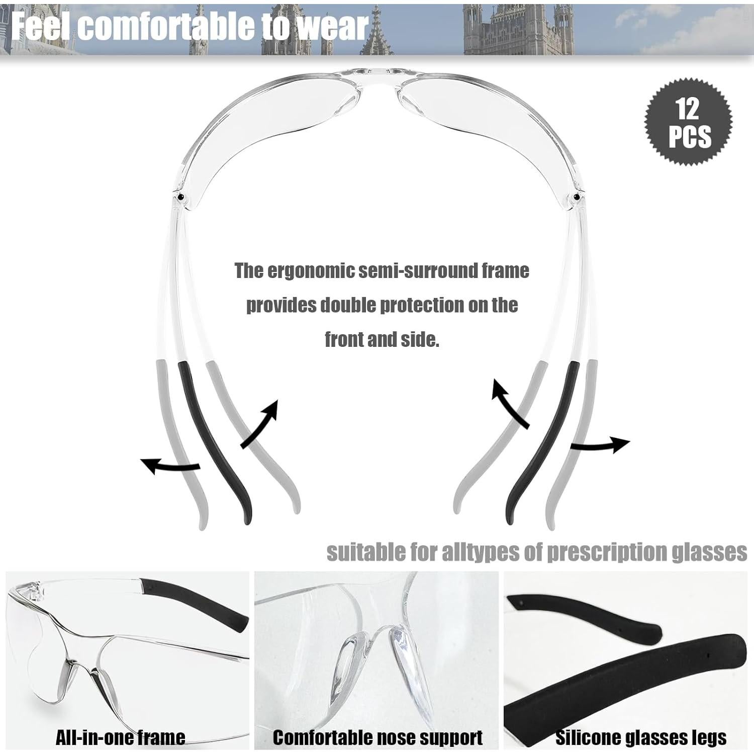 Gafas de Seguridad MIUSKATL ANSI Z87.1 - 12 Pares Resistentes a Rayones