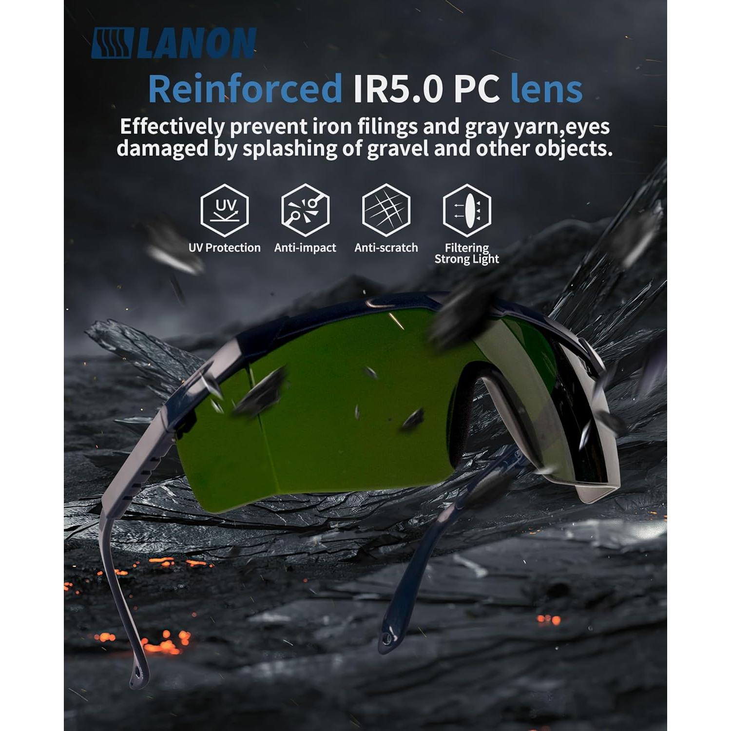 Gafas de Seguridad LANON con Filtro IR 5.0, Antivaho y UV