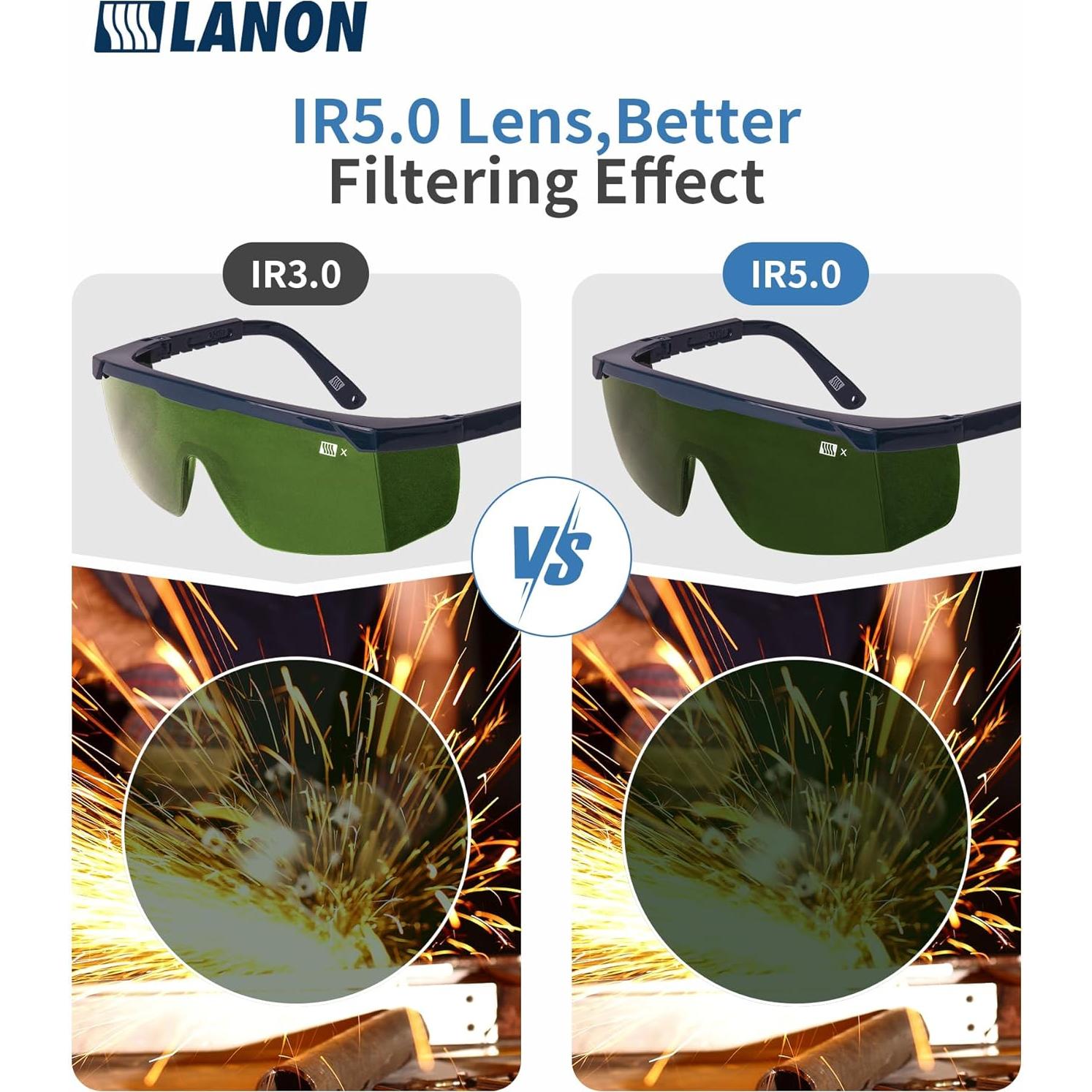 Gafas de Seguridad LANON con Filtro IR 5.0, Antivaho y UV