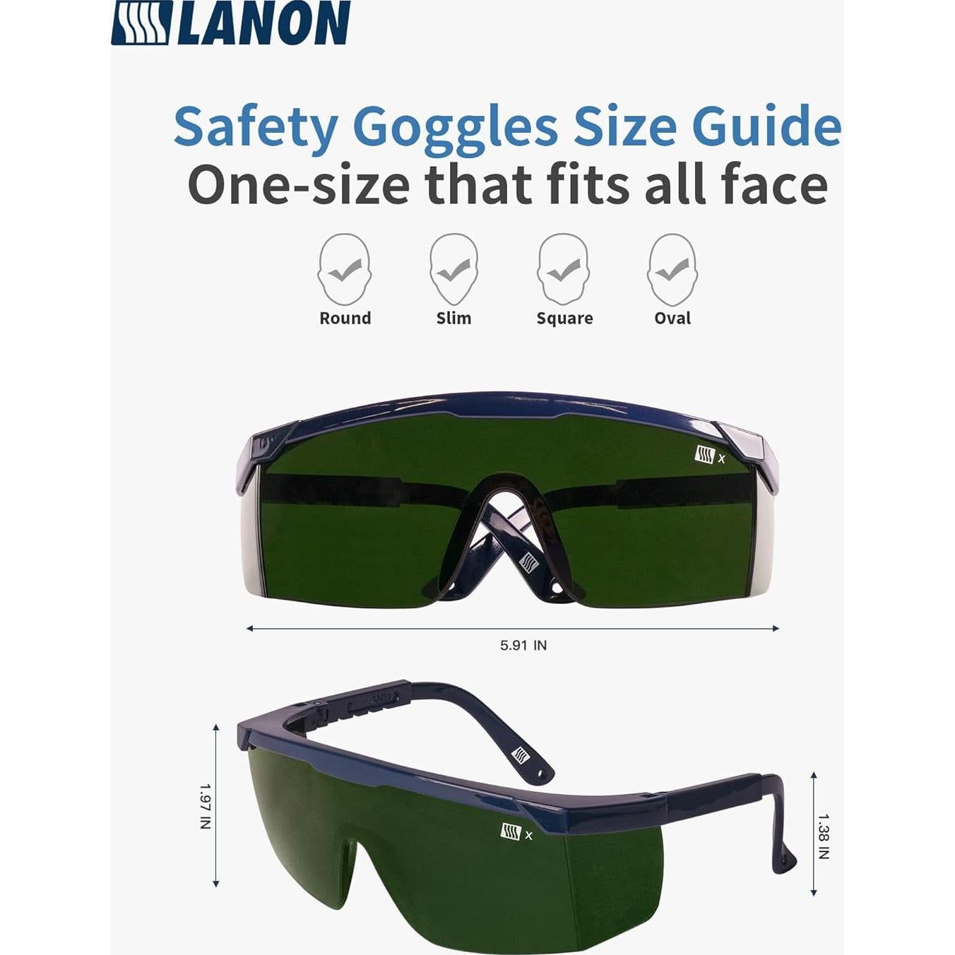 Gafas de Seguridad LANON con Filtro IR 5.0, Antivaho y UV