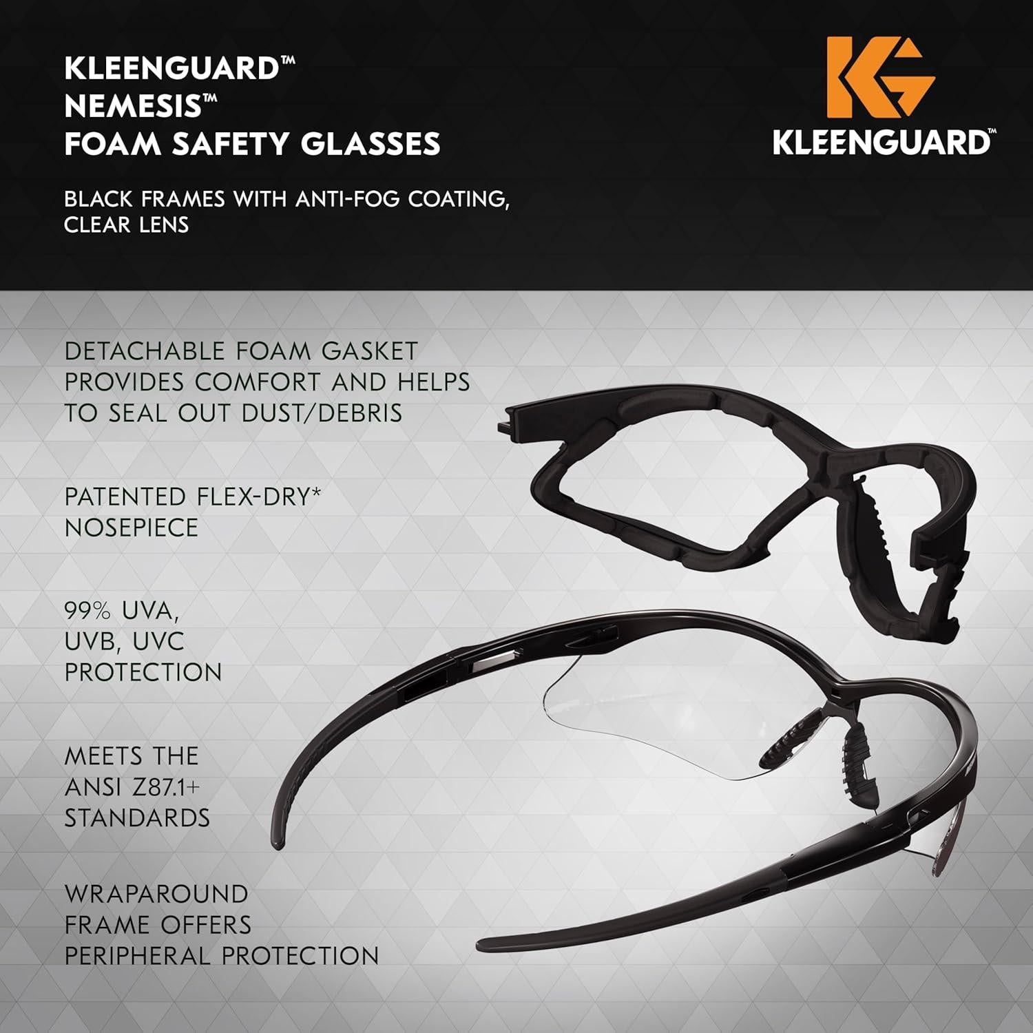 Gafas de Seguridad KleenGuard V30 Nemesis - 12 Pares, Lentes Claros