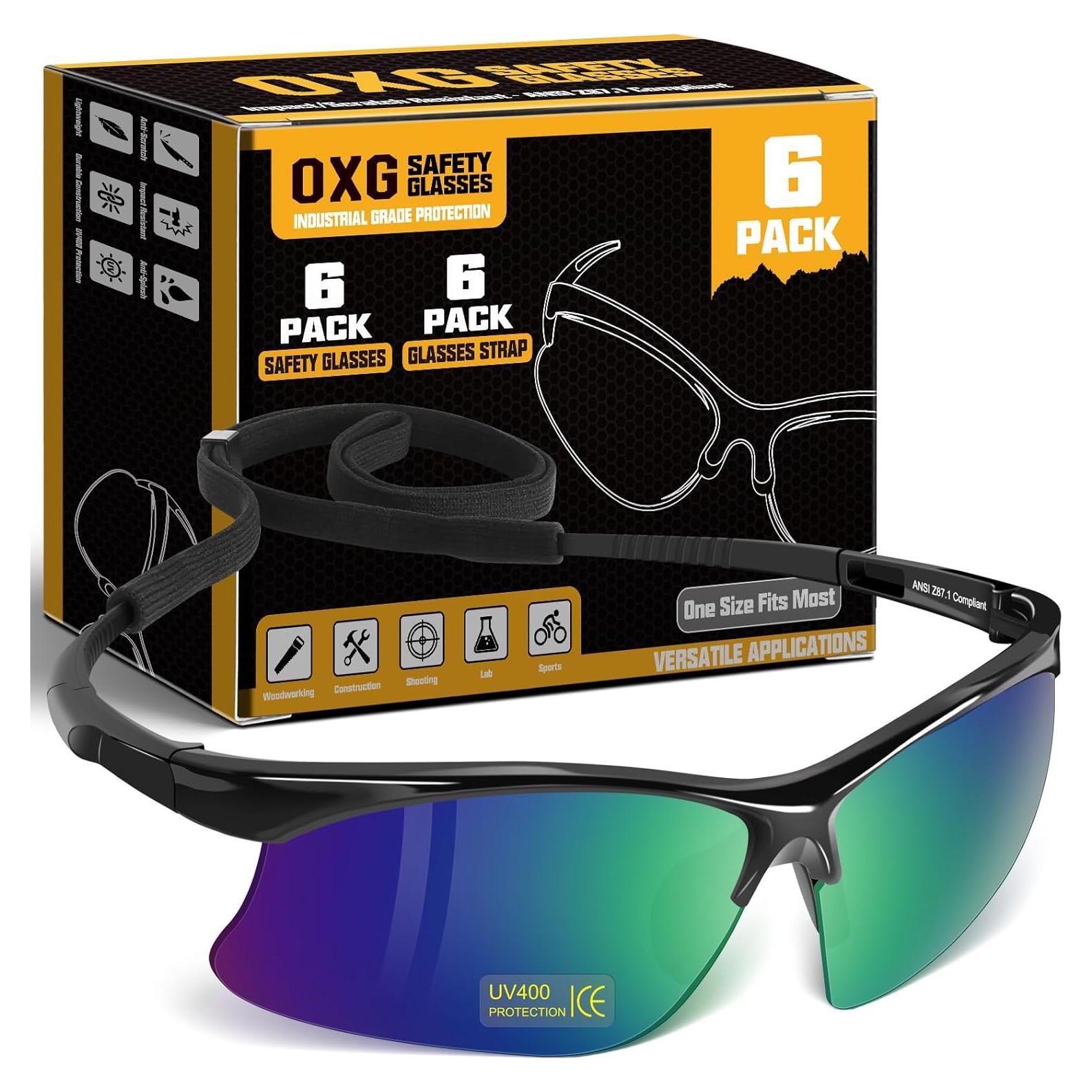 Gafas de Seguridad Tinteadas OXG Unisex 6 Pares ANSI Z87.1