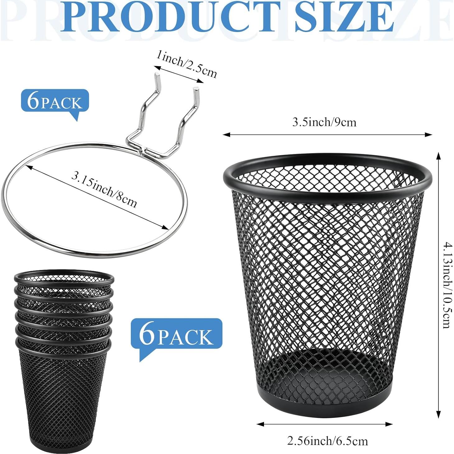 6 Soportes de Tazas para Tablero Perforado Milkary - Metal Negro