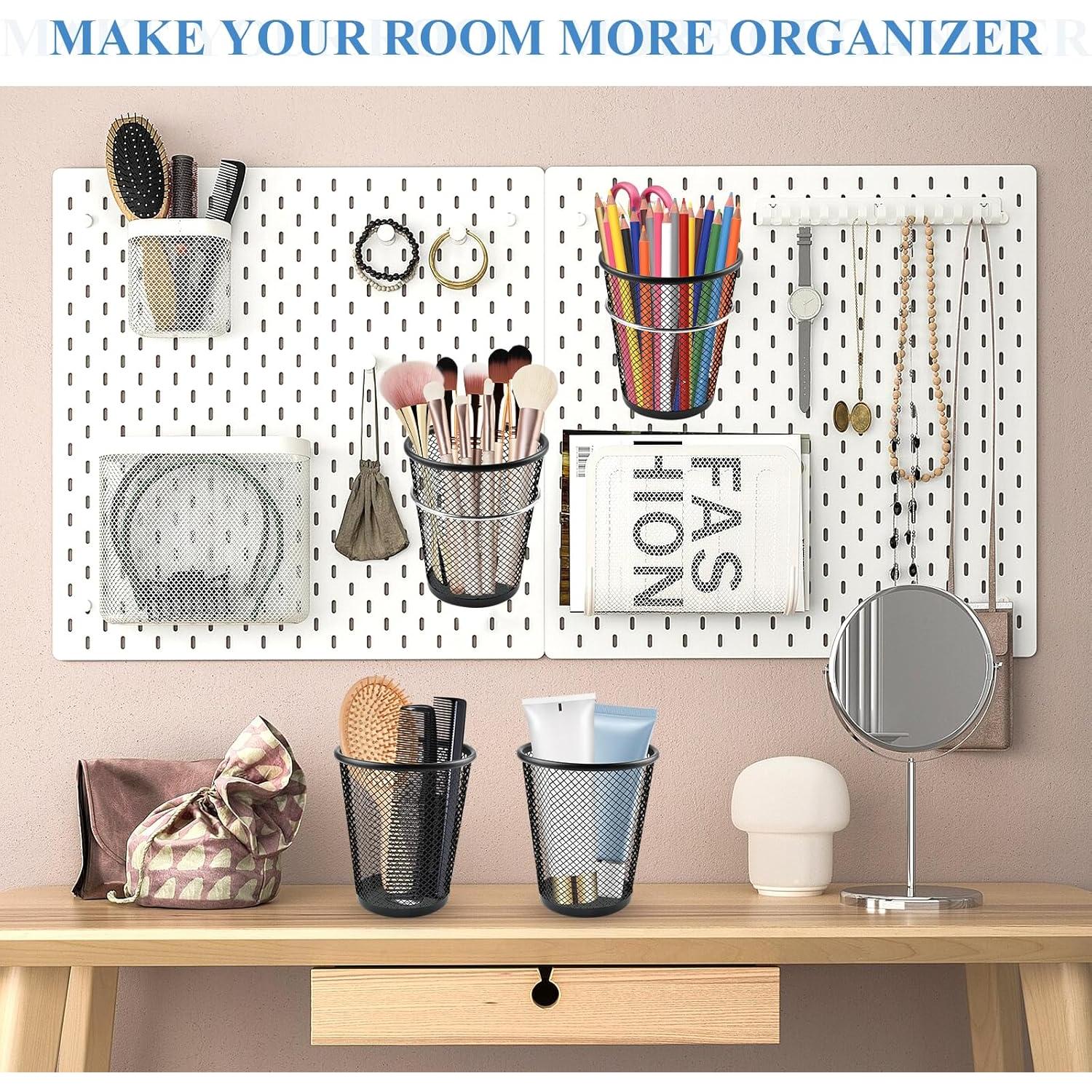 6 Soportes de Tazas para Tablero Perforado Milkary - Metal Negro