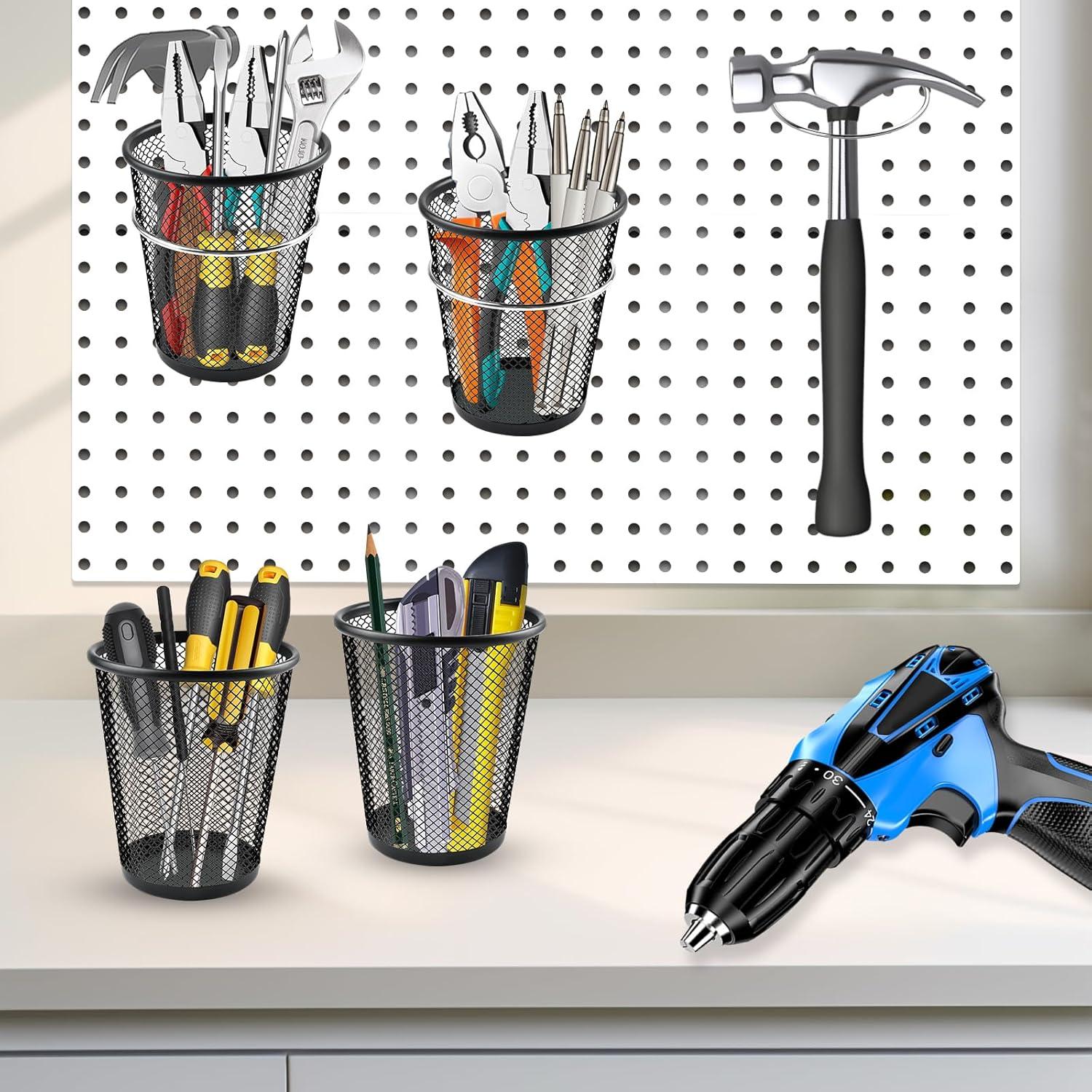 6 Soportes de Tazas para Tablero Perforado Milkary - Metal Negro