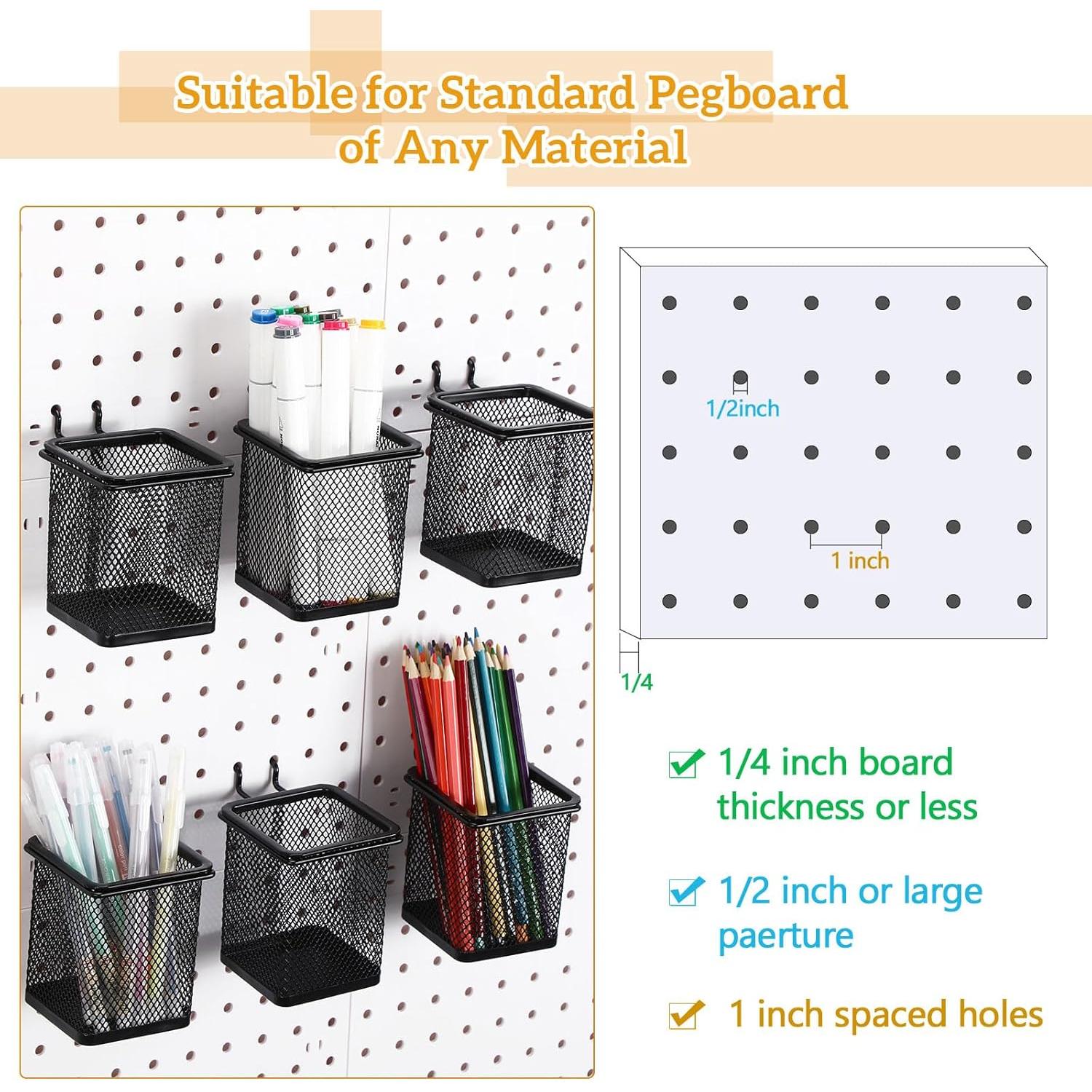 6 Tazas Cuadradas de Metal para Tablero Perforado Colingmill