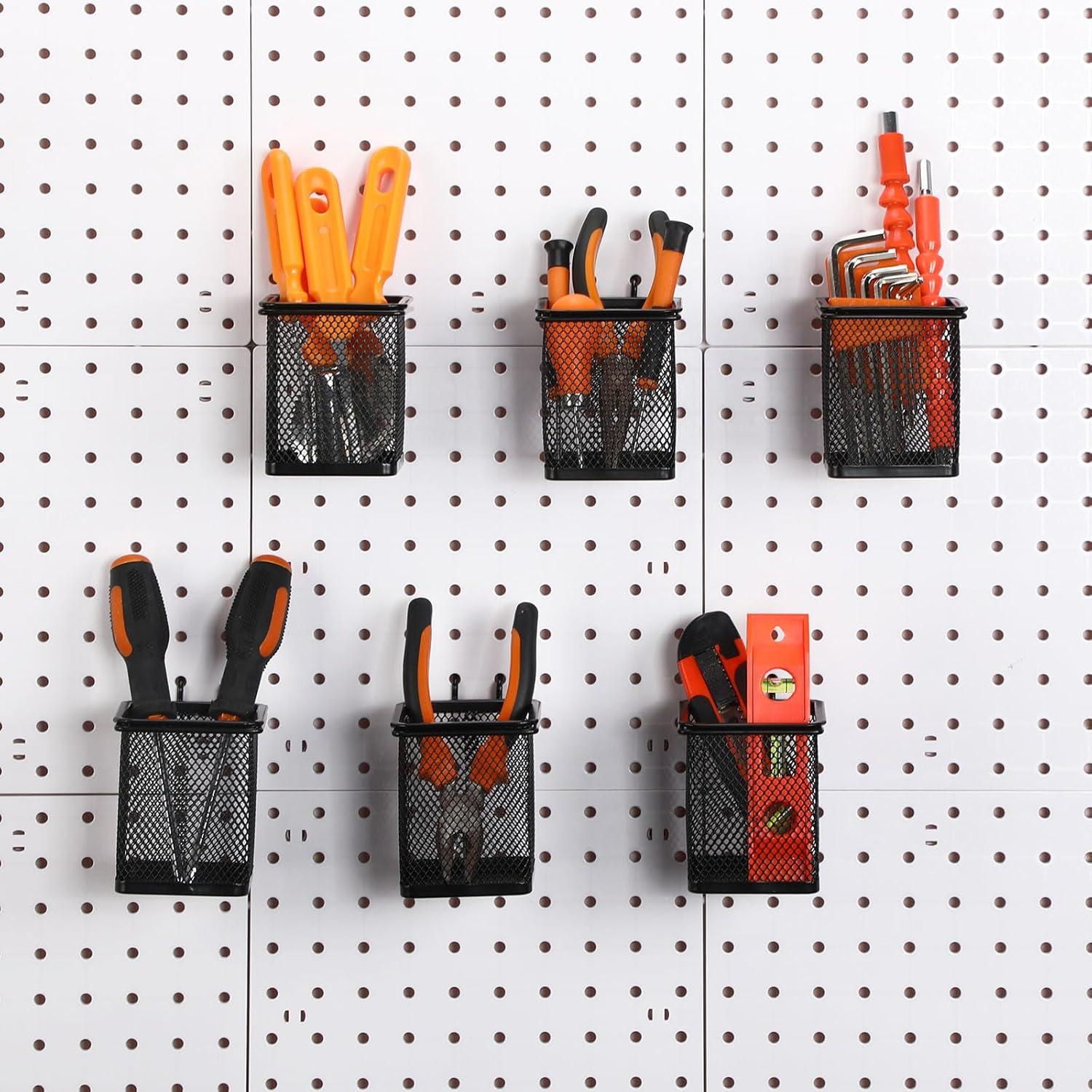 6 Tazas Cuadradas de Metal para Tablero Perforado Colingmill