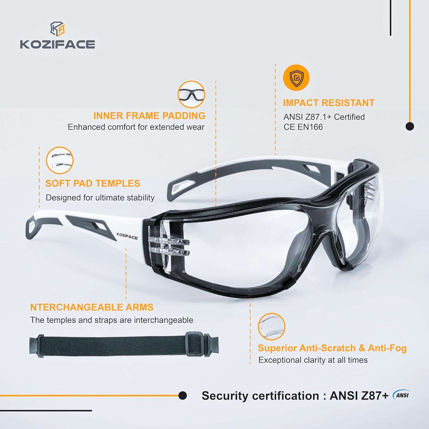 Gafas de Seguridad Koziface S30 Unisex Antiempañante ANSI Z87.1
