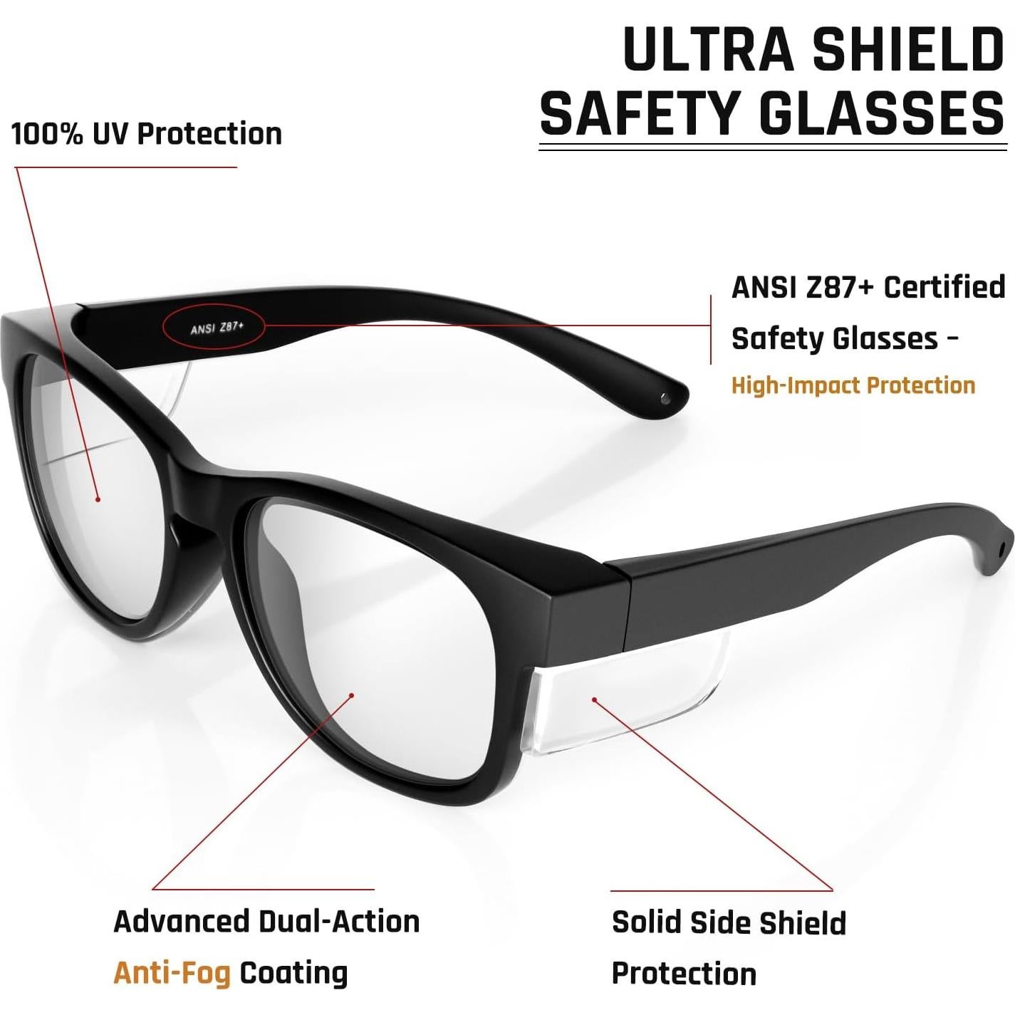 Gafas de Seguridad MORK&SUKY con Protectores Laterales ANSI Z87.1