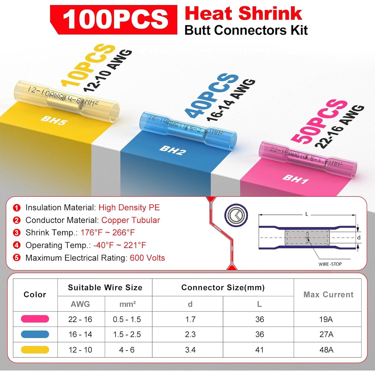 Kit de Conectores de Termofusión AIRIC 100 pcs Impermeables
