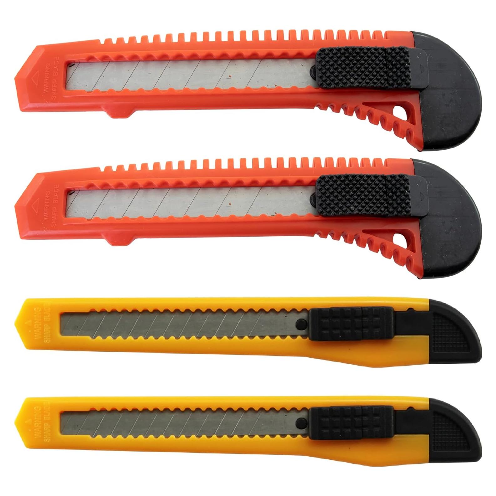 Cuchillo Utility Powertron 4-Pack Retráctil Rojo y Amarillo