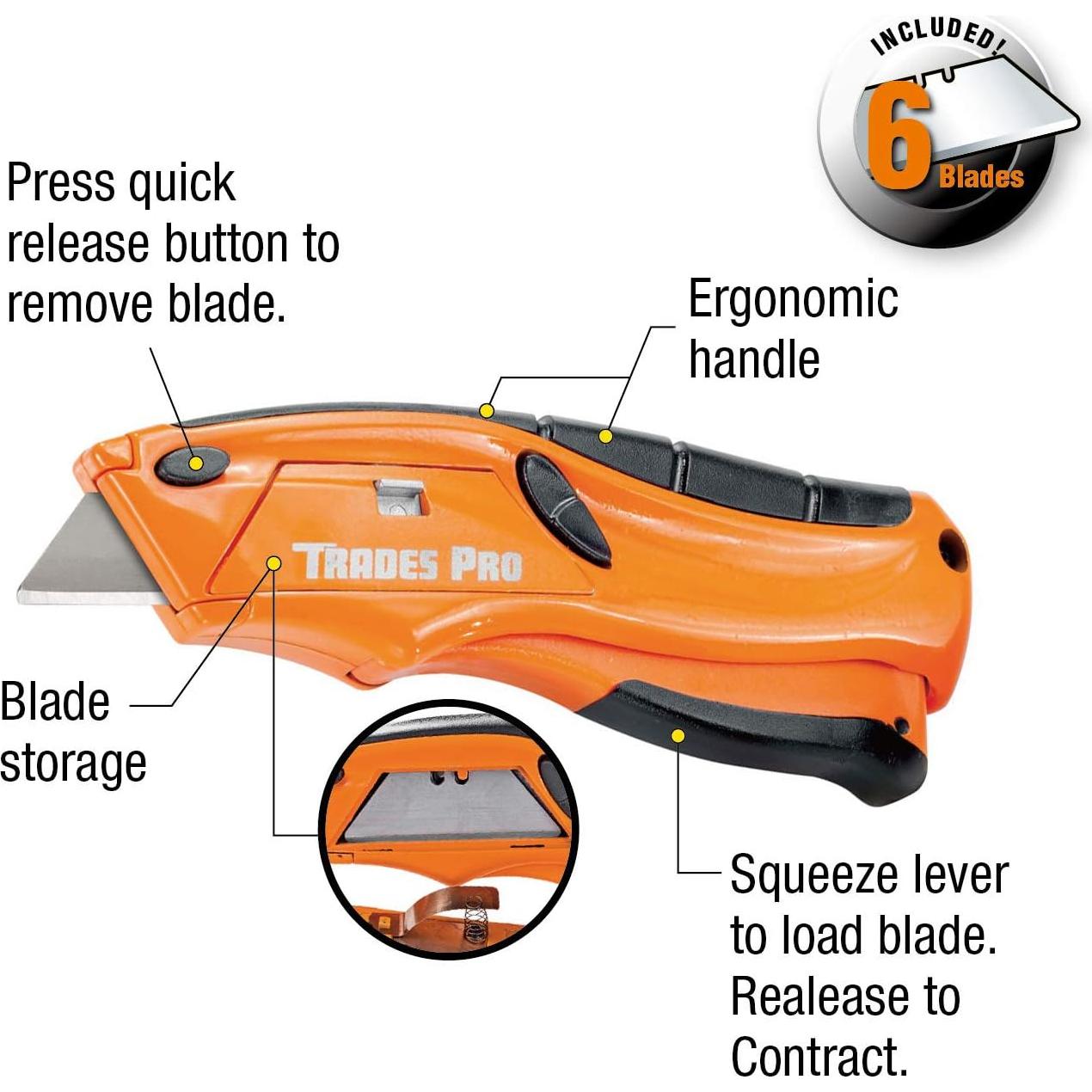 Cuchillo de Seguridad Retráctil Tradespro Squeeze 838013