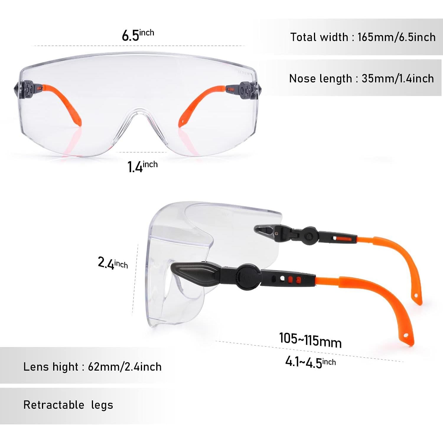 Gafas de seguridad SAFEYEAR sobre gafas, ANSI Z87, antiarañazos
