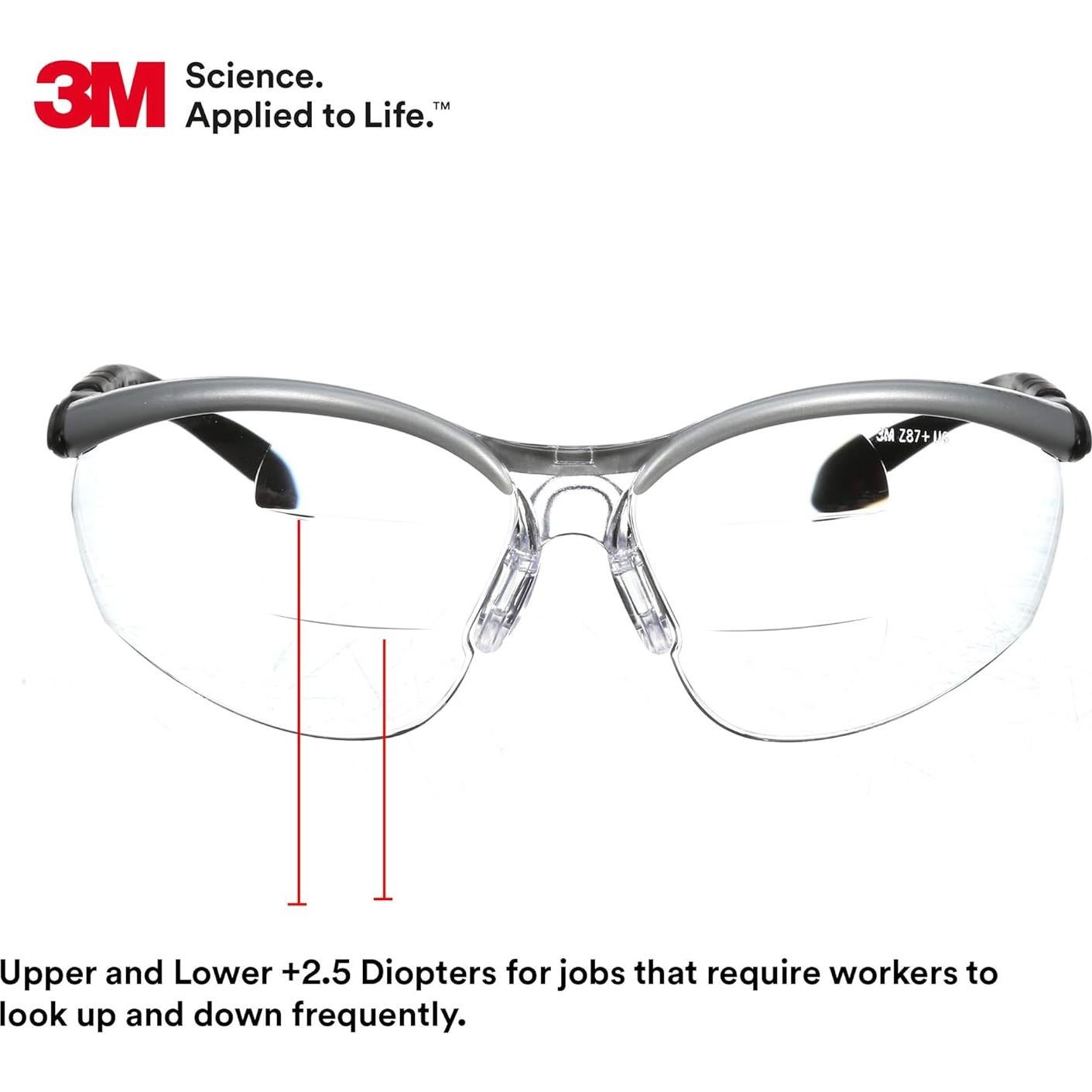 Gafas de Seguridad 3M BX Reader +2.5 Lente Clara Anti-Niebla
