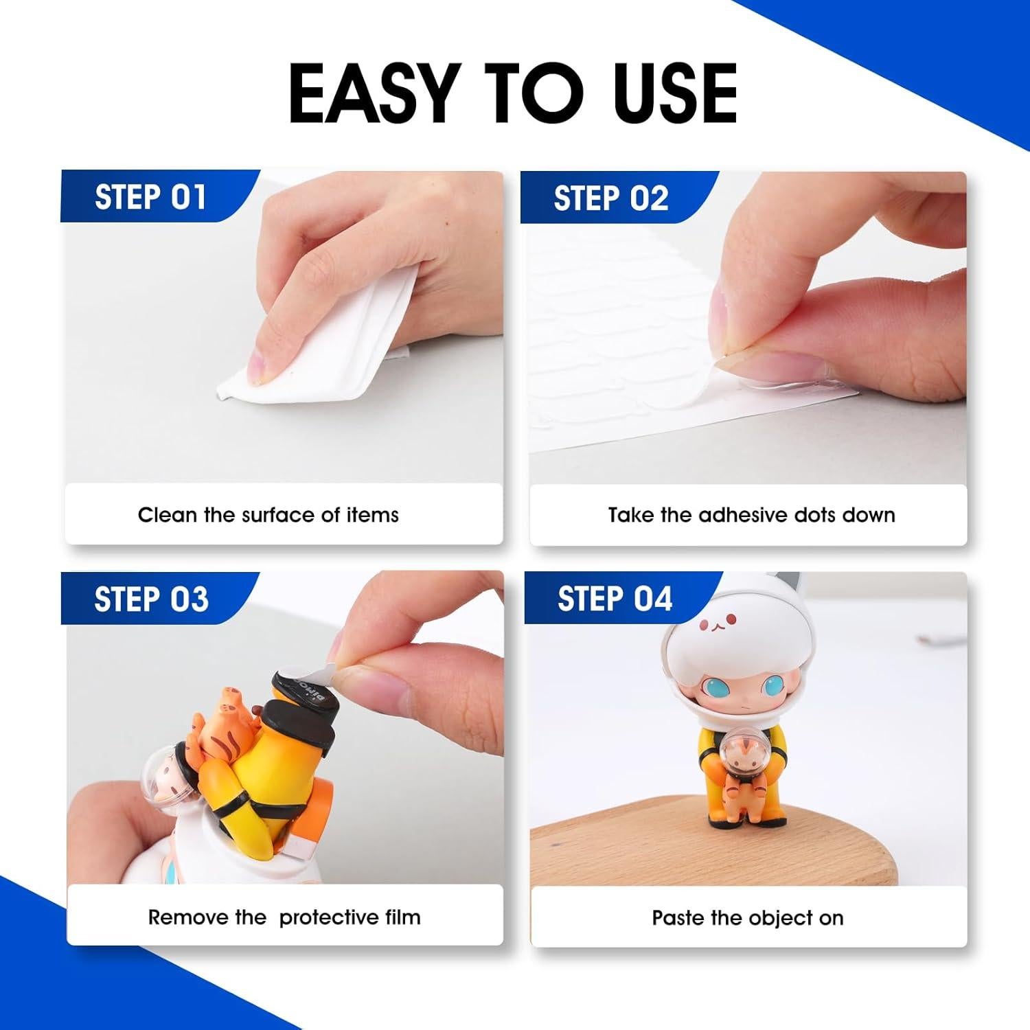 Puntos Adhesivos Doble Cara AROIC 1000 Pcs 0.79x1.29 cm